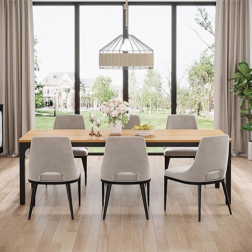 Miniatura 4 de Tribesigns Mesa de comedor de 78.7 pulgadas de largo para 8 personas, mesa de comedor rectangular grande de madera, mesa de comedor con patas de