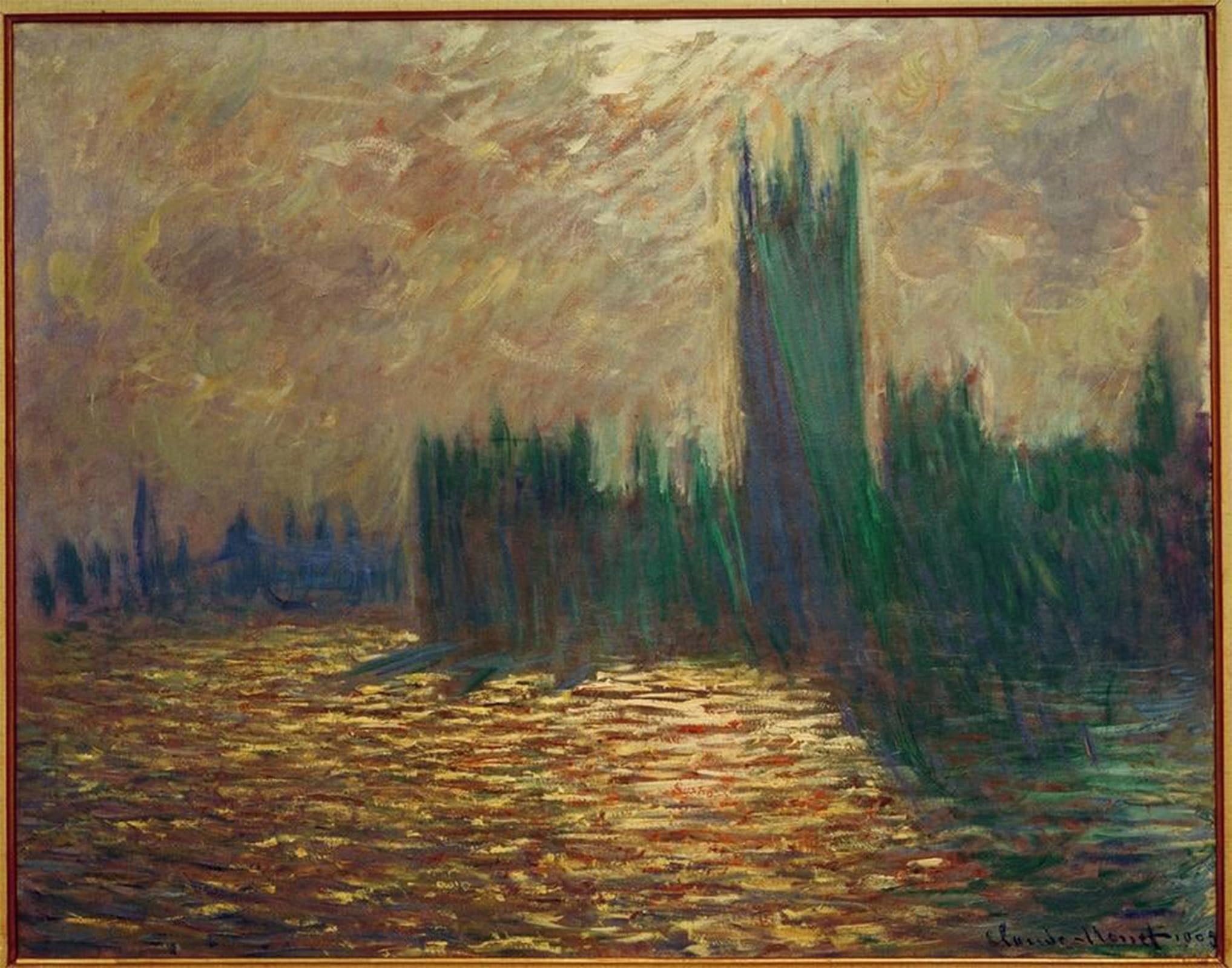 ARTXLXXBN Famous Painting Art Wall Decor Abstract Art Picture Parliament Reflections on the Thames by Claude Monet Animal Pictures for Home Decor 60x90cm