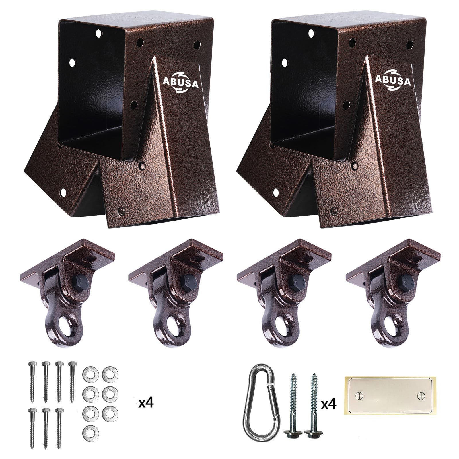 ABUSA Heavy Duty Swing Sets Brackets Including 2 A-Frame Swing Set Brackets and 4 Swing Hangers for Playground Equipment Mounting Parts Hardware Included (Bronze)