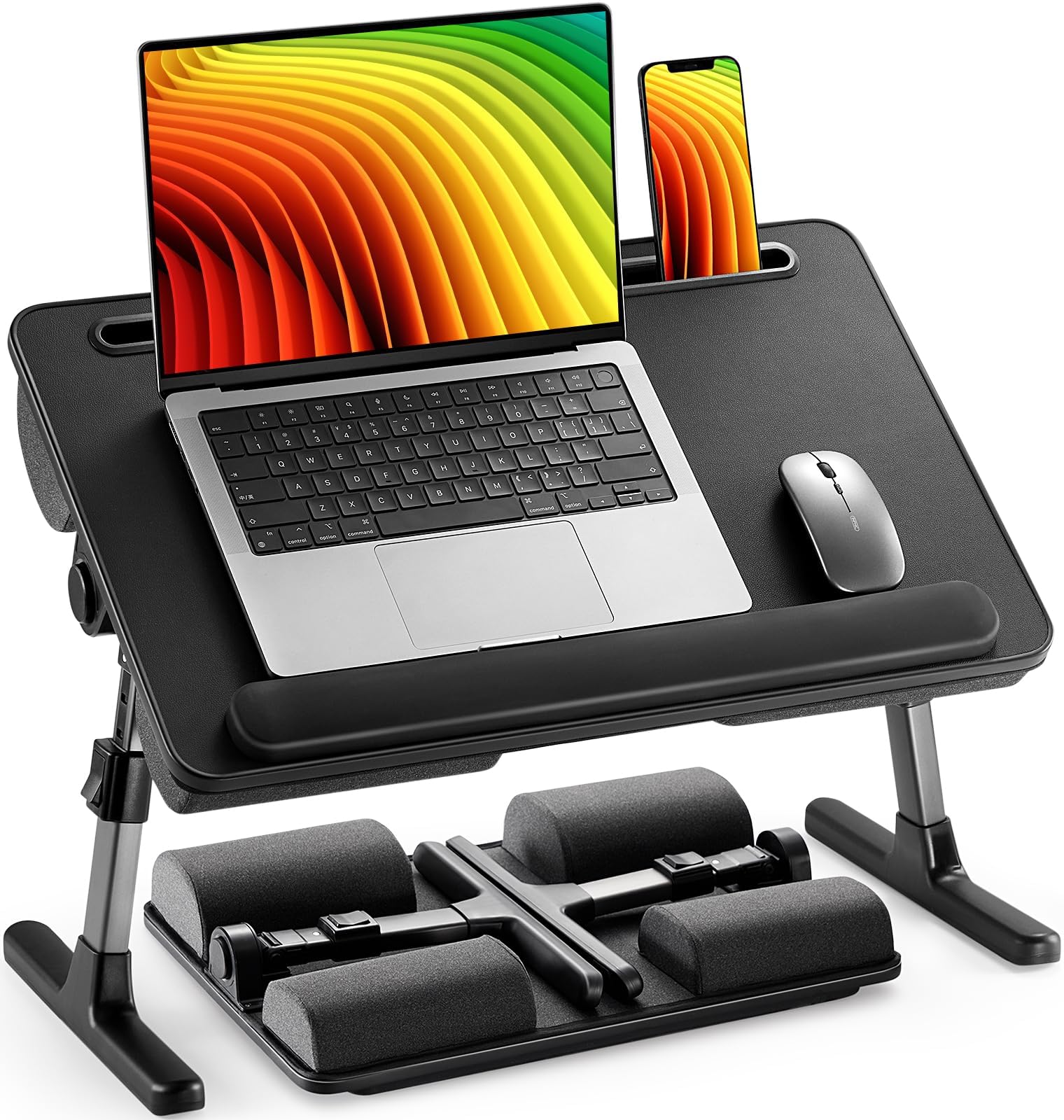 HUANUO Laptop Bed Desk, Laptop Tray Computer Lap Desk for Bed Couch Sofa Floor, Bed Tray for Working, Eating, Foldable Lap Stand Table with Height Adjustment & 35° Adjustable Tilt Angle, HNLD19