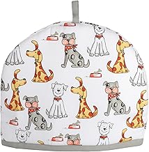 SPOTTED DOG GIFT COMPANY Tea Cosy, Cotton Teapot Warmer with Cute Dogs Design, Insulated Cover for Small Medium or Large Tea Pots 27cm x 33cm