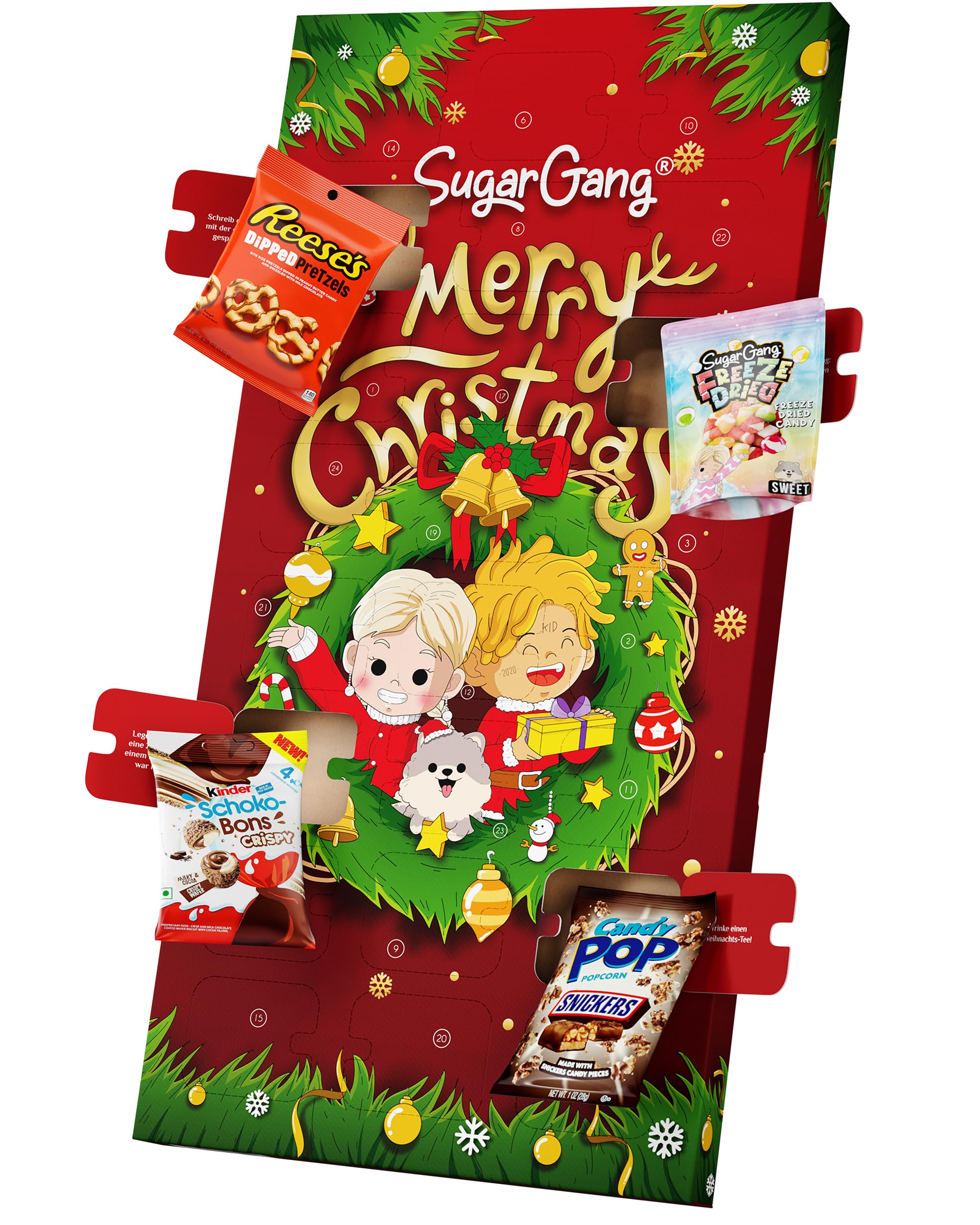 SUGARGANG® XXL Adventskalender 2025 mit Süßigkeiten aus USA & aller Welt [1,15m GROß] - Weihnachtskalender 2025 für Männer, Frauen & Kinder mit exklusiven Produktneuheiten - Süß, Sauer, Salzig