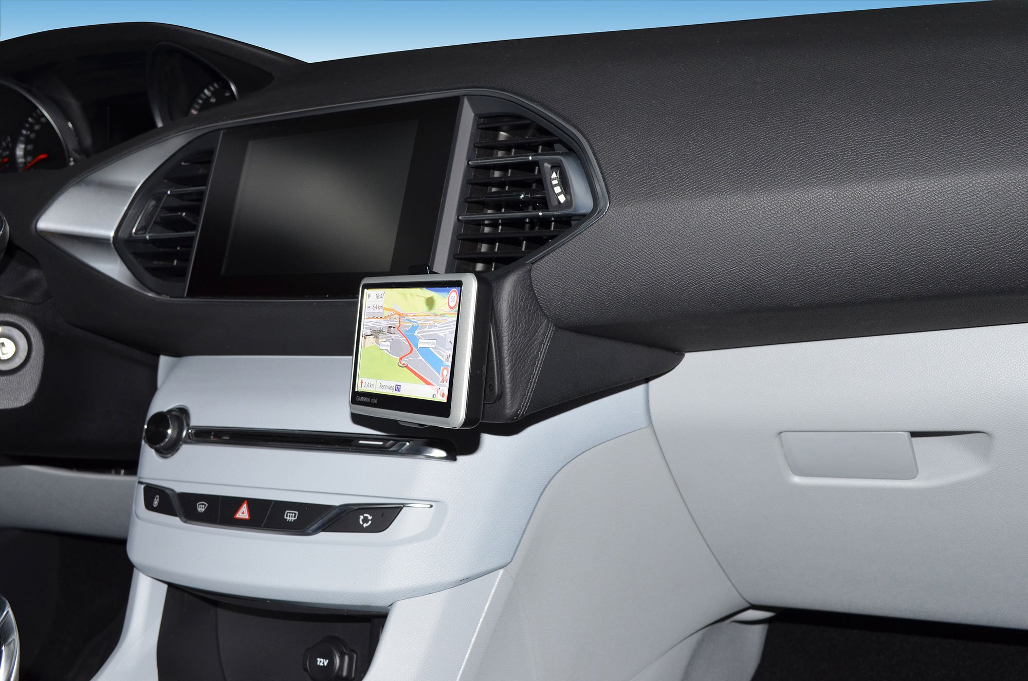 KUDA 5095 console di navigazione (LHD) per Peugeot 308 dal 2013 in poi in finta pelle nero