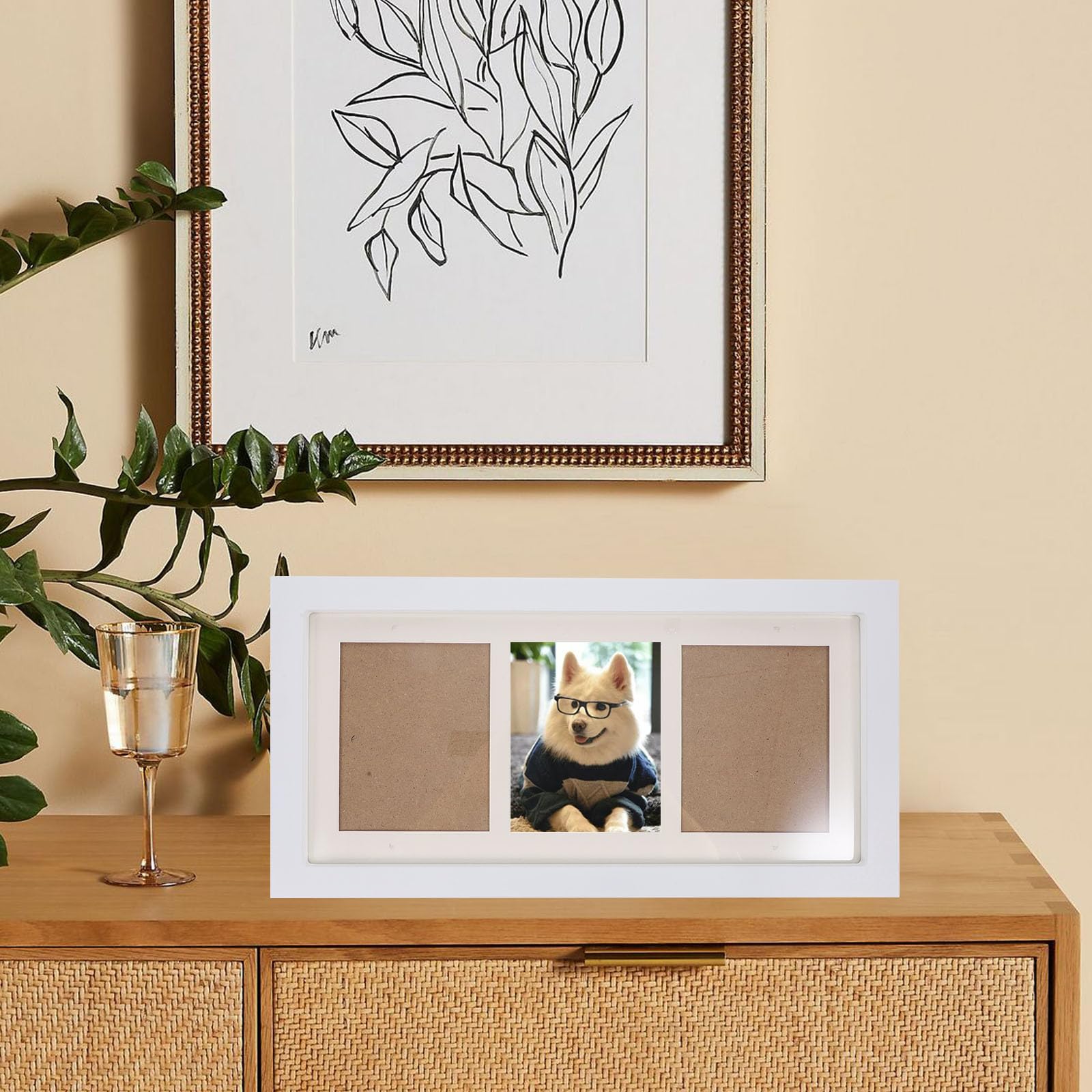 CHILDWEET Marco de de Madera Blanco Diseño de 3 Cuadrículas y Uso Prolongado para del Dormitorio Adecuado para de Recién Nacidos