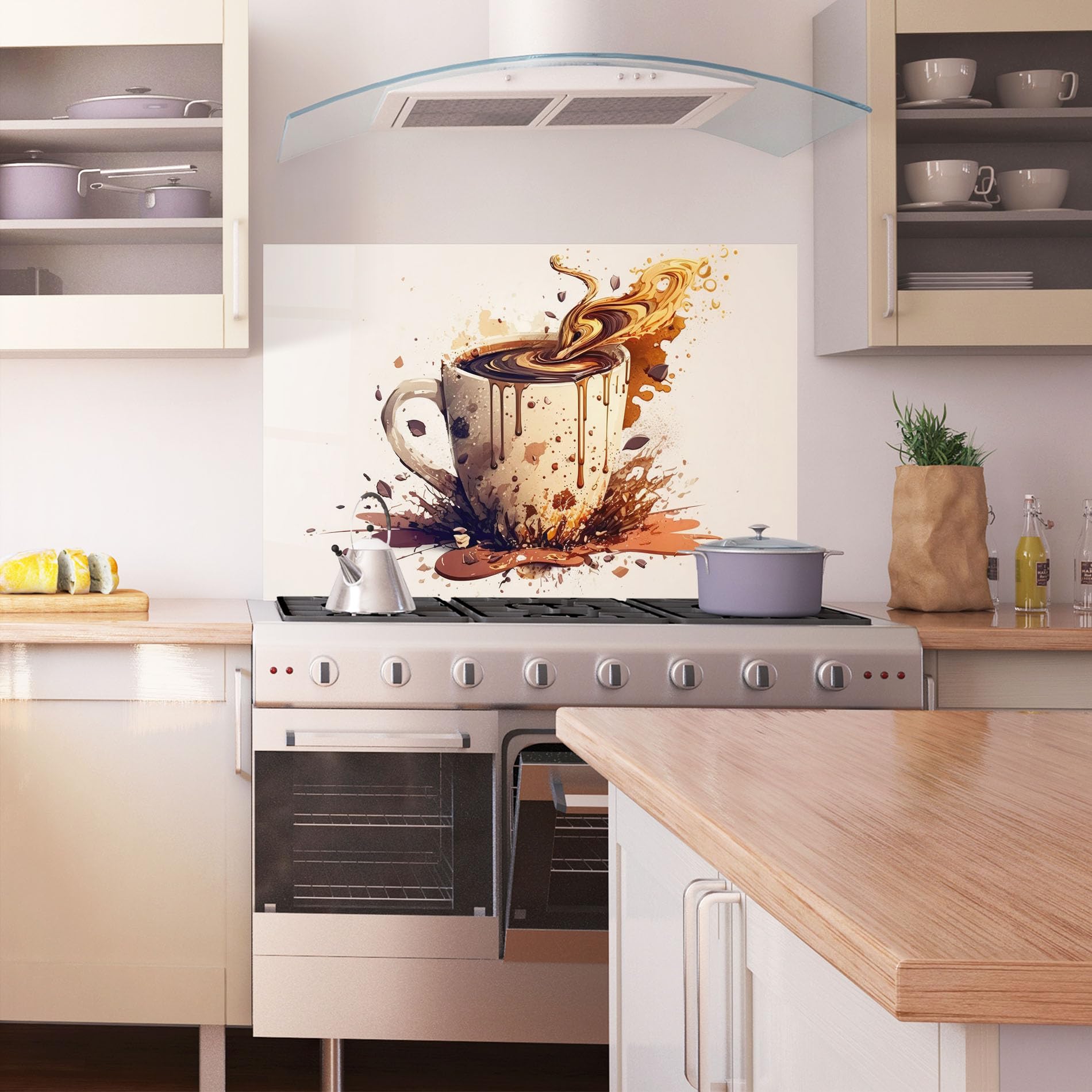 ARTHUB® Crédence De Cuisine En Verre 50x70 Cm, Three Leaves