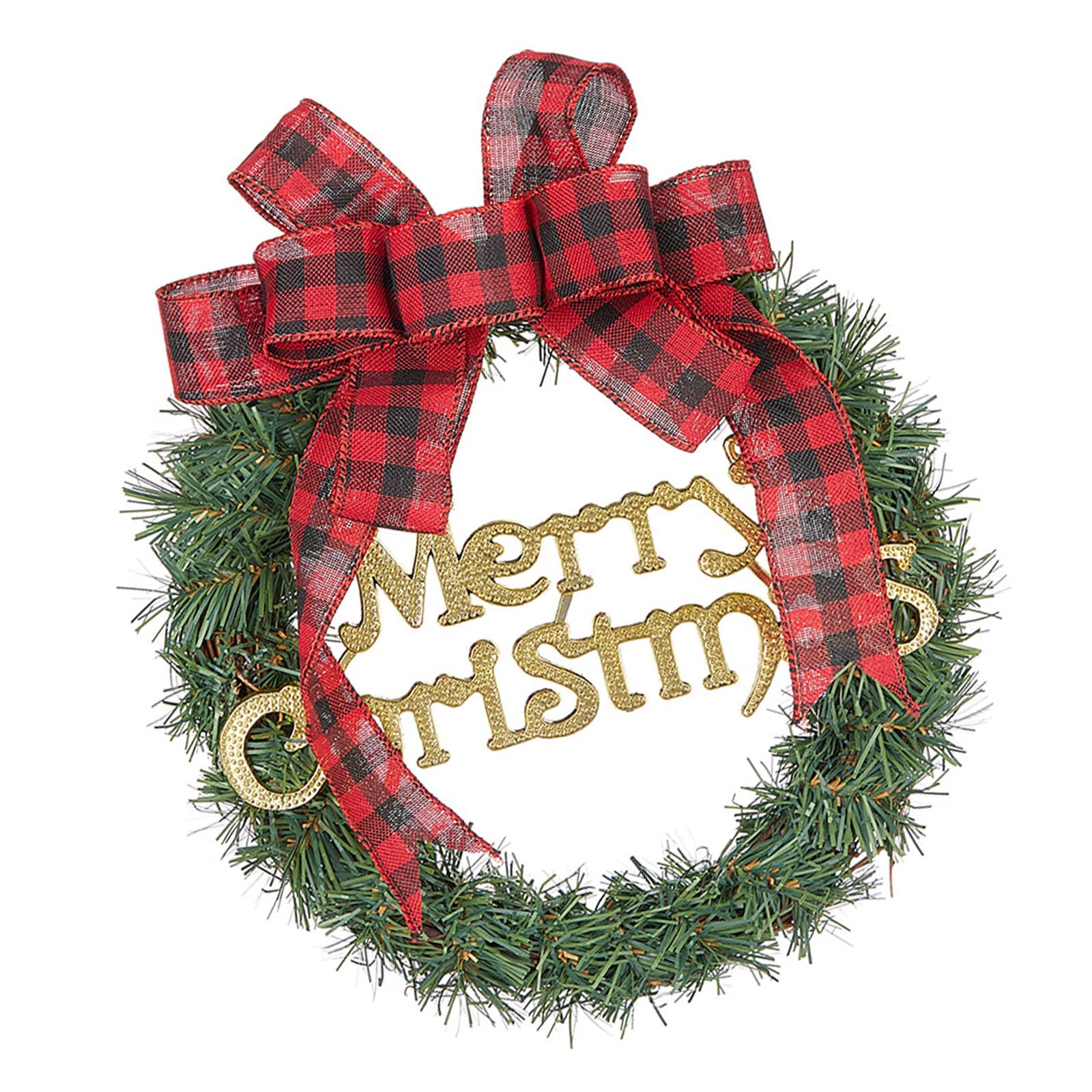 Elnwnnkc Merry Christmas Wreath Artificial Wreath with Pinecone, Winter Holiday for Front Door Hallway Porch Garden Christmas