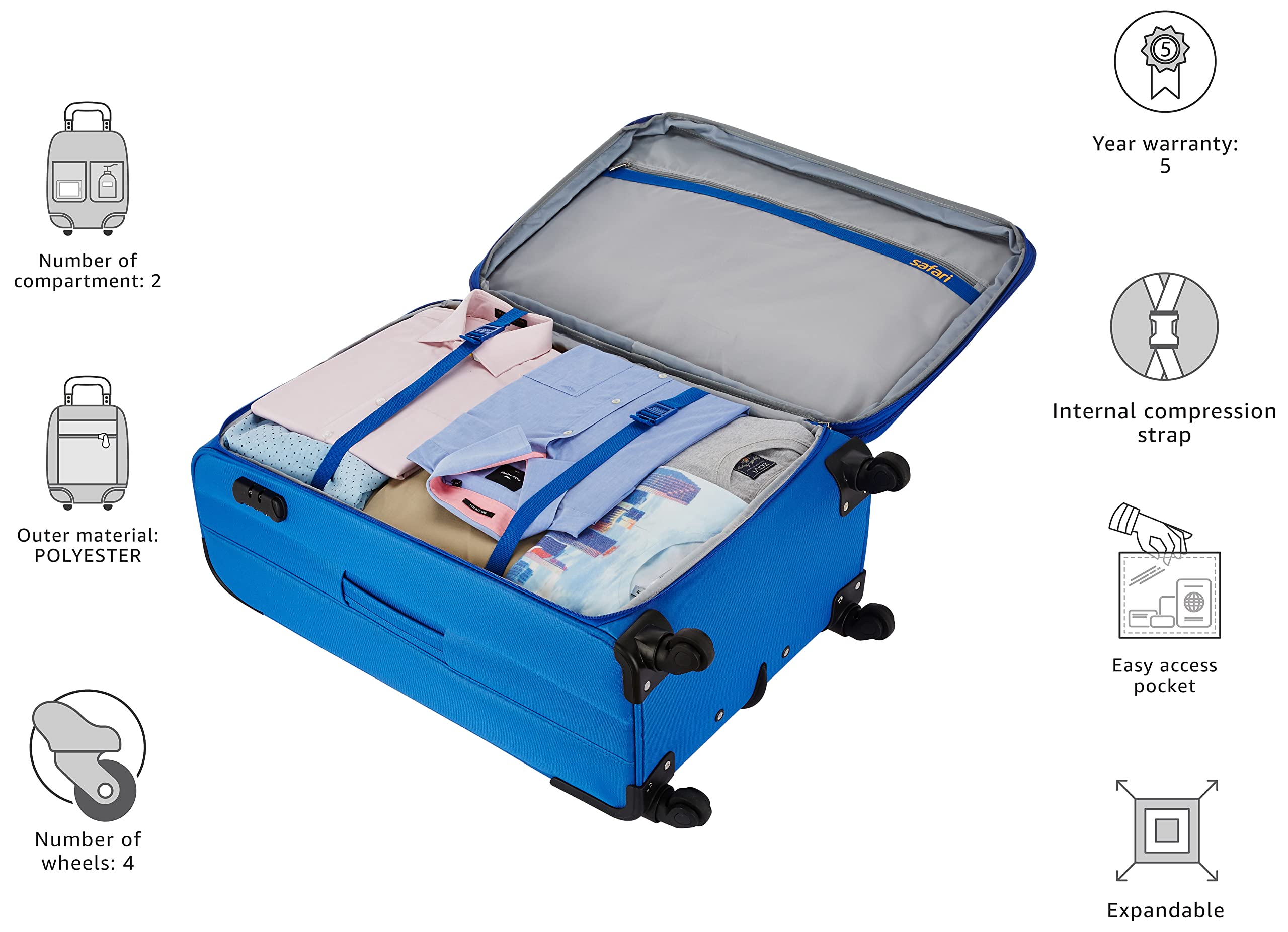 Buy Safari Prisma 75 Cms Large Check-In Polyester Soft Sided