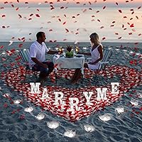 Vista 5 de Fumete 4080 Pcs Decoración de Propuesta de Cásate Conmigo con Letras Iluminadas Cásate Conmigo con 72 Velas Románticas en Forma de Corazón 4000