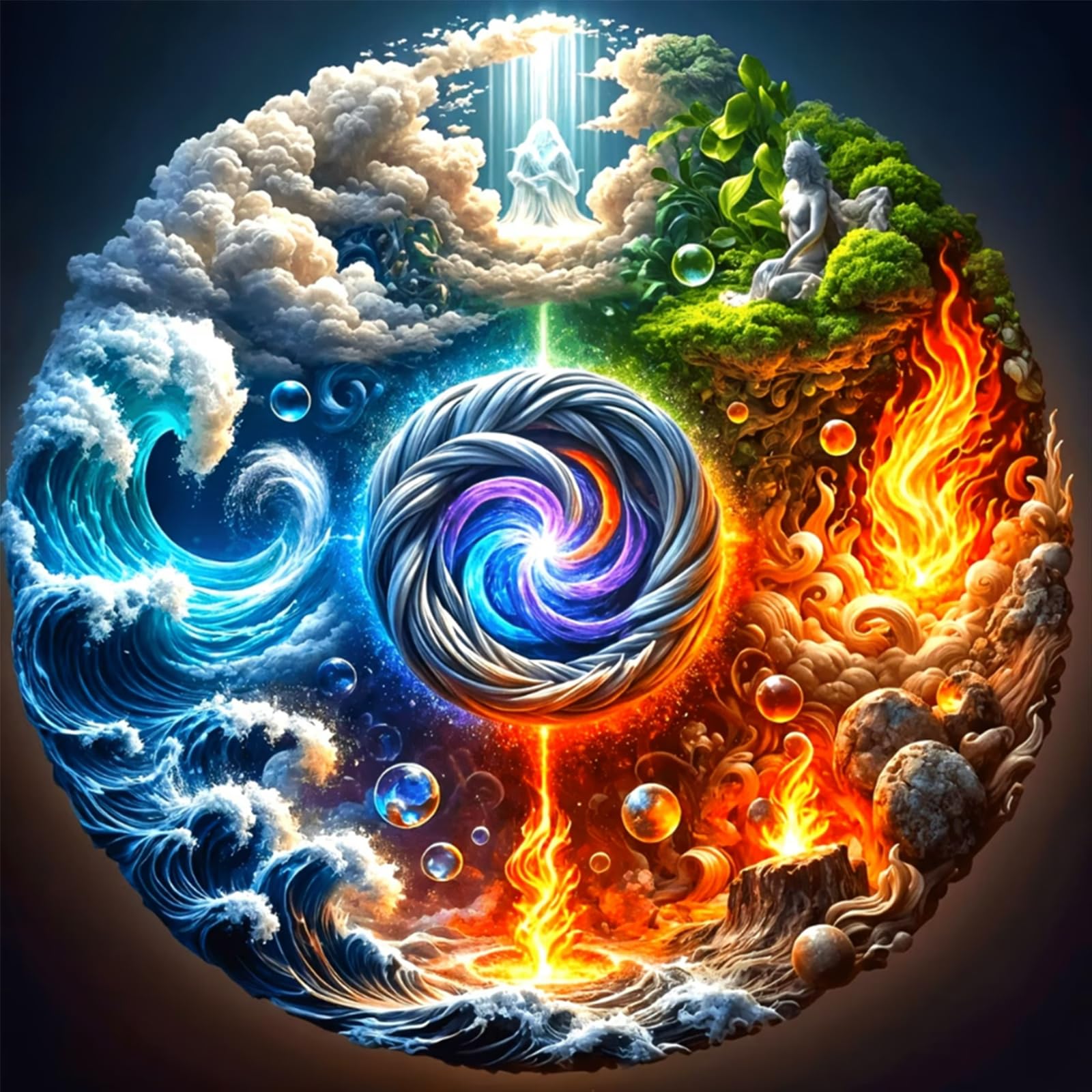 Swirl Full DIY 5D Round Drill Gem Art Diamond Painting Kits 40 * 40cm Diamond Dots Paintings Picture Arts Craft for Adults/Beginners Gift Idea Home Wall Decor