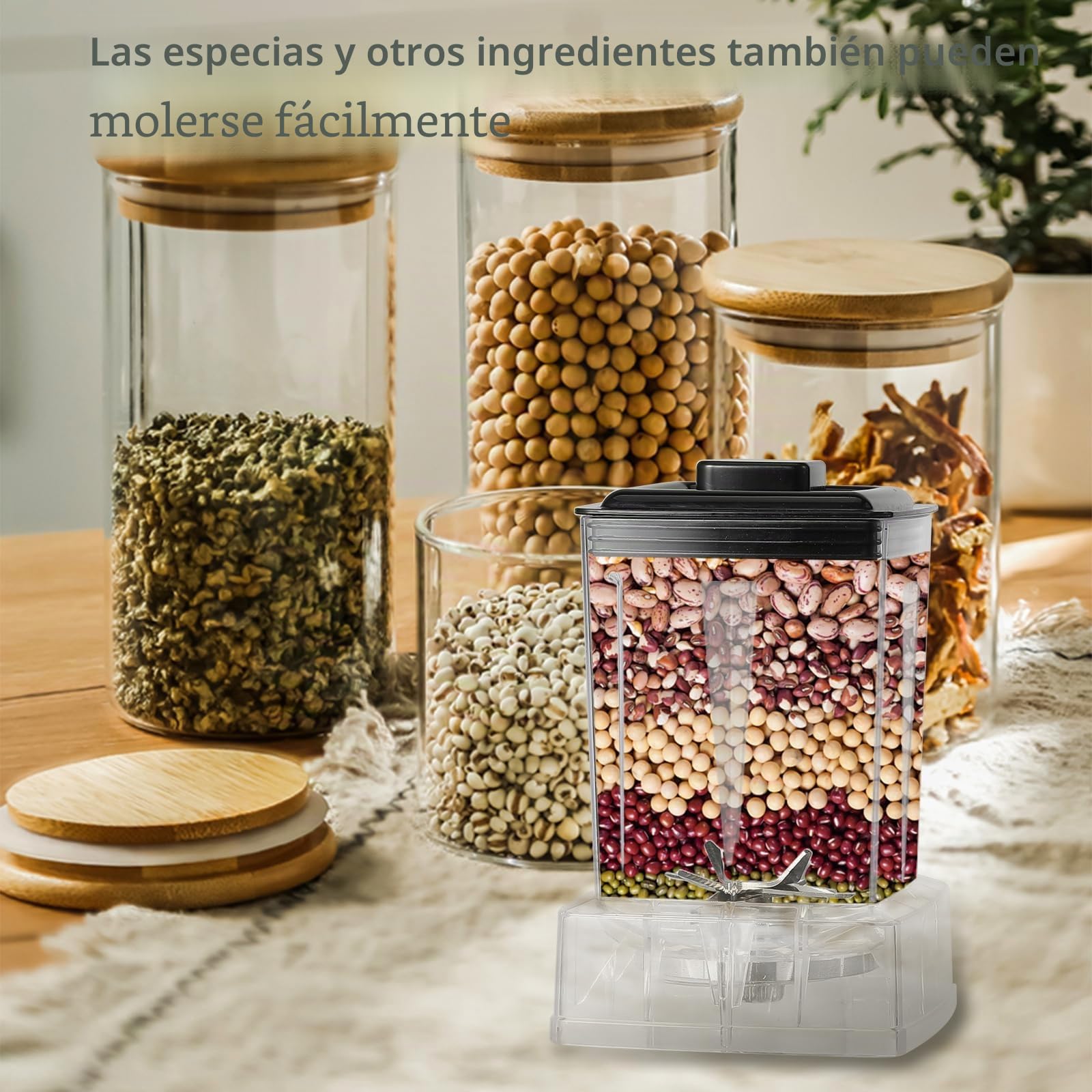 Batidora Multifunción 2-En-1 de 6000W, licuadora Smoothie Profesional de 2L+0,5L, Ergonómica, 2700RPM, 8 Cuchillas de Acero Inoxidable, 9 Ajustes de Velocidad, para Smoothies, Batidos, Alimentos