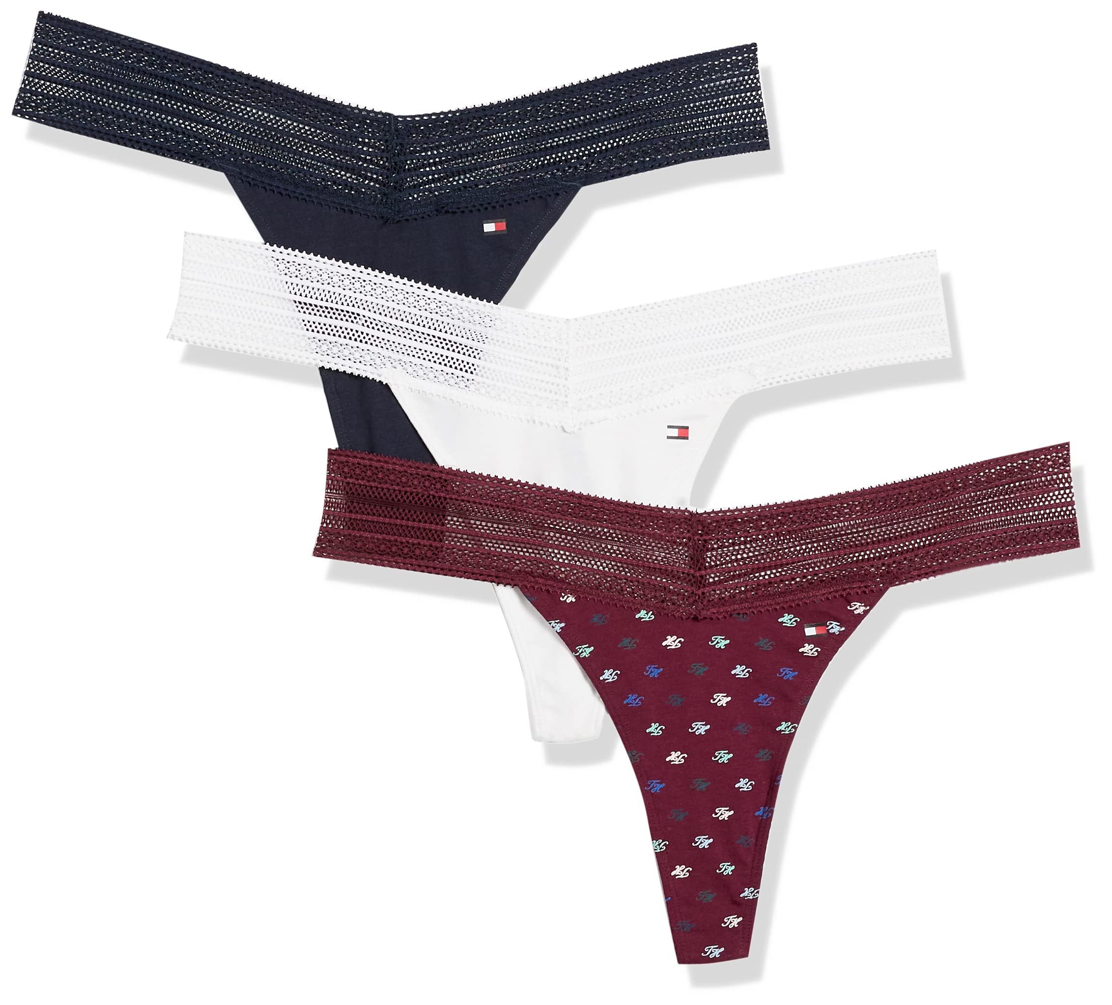 Tommy Hilfiger Adaptive Damen-Unterwäsche, Baumwolle, Spitze, 3 Stück