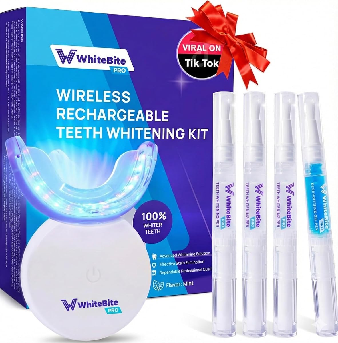 Teeth Whitening Kit for Sensitive Teeth – 32X LED Light + 35% Carbamide Peroxide Gel + Remineralizing Gel | Dental-Grade Whitening at Home