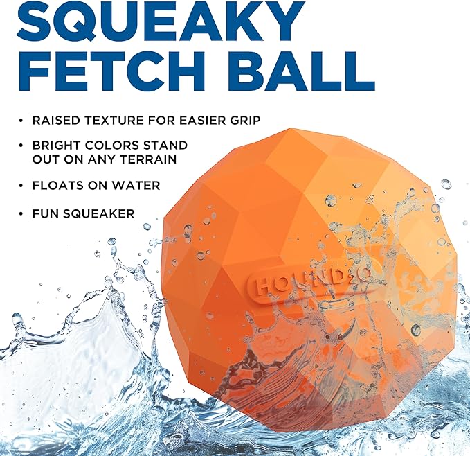 Pelota Squeaky Flotante para Perros Hound2O Naranja miniatura 2