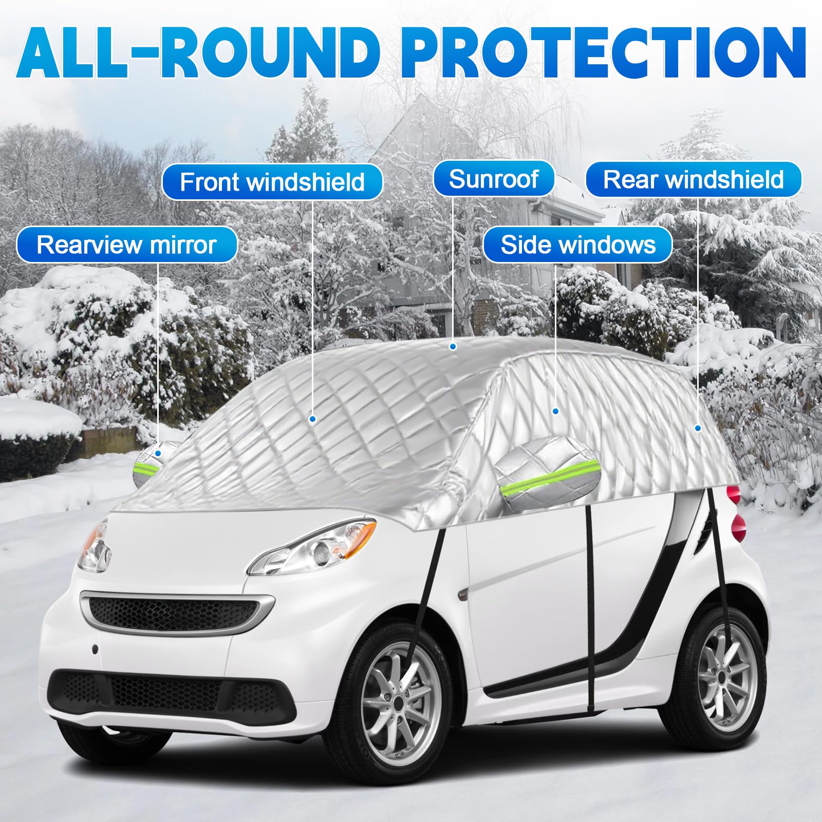 Telo Antigrandine per Auto Compatibile con Smart Fortwo 2006-2025, Mezza Telo Grandine Auto Telo Copriauto Ispessito Telo Copriauto Antigrandine
