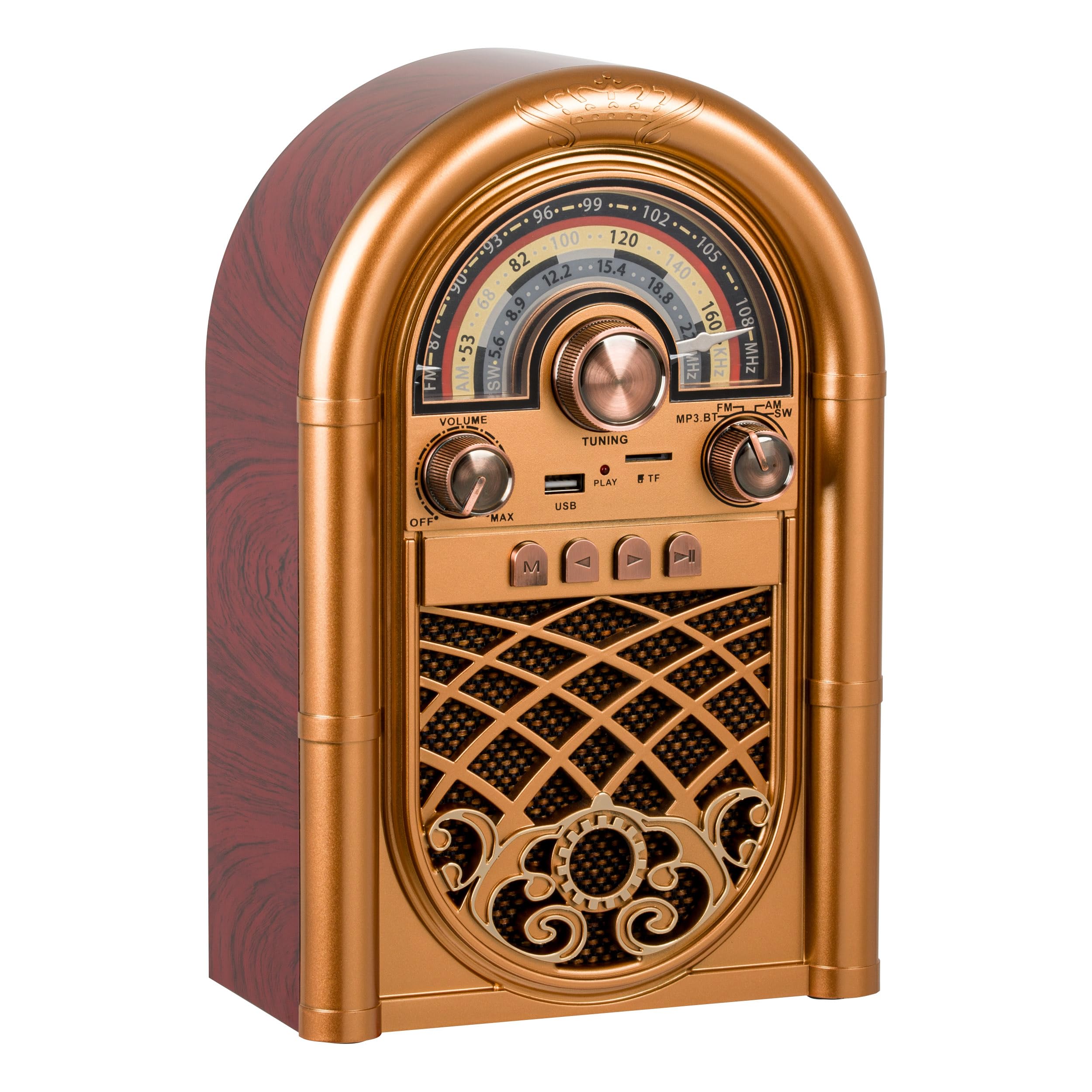 Retropolis New Orleans – Retro Radio mit Bluetooth 5.0, Tragbares Radio FM/AM/SW, 1200mAh Akku, USB/microSD MP3-Player, Powerbank-Funktion, Netz- und Batteriebetrieb