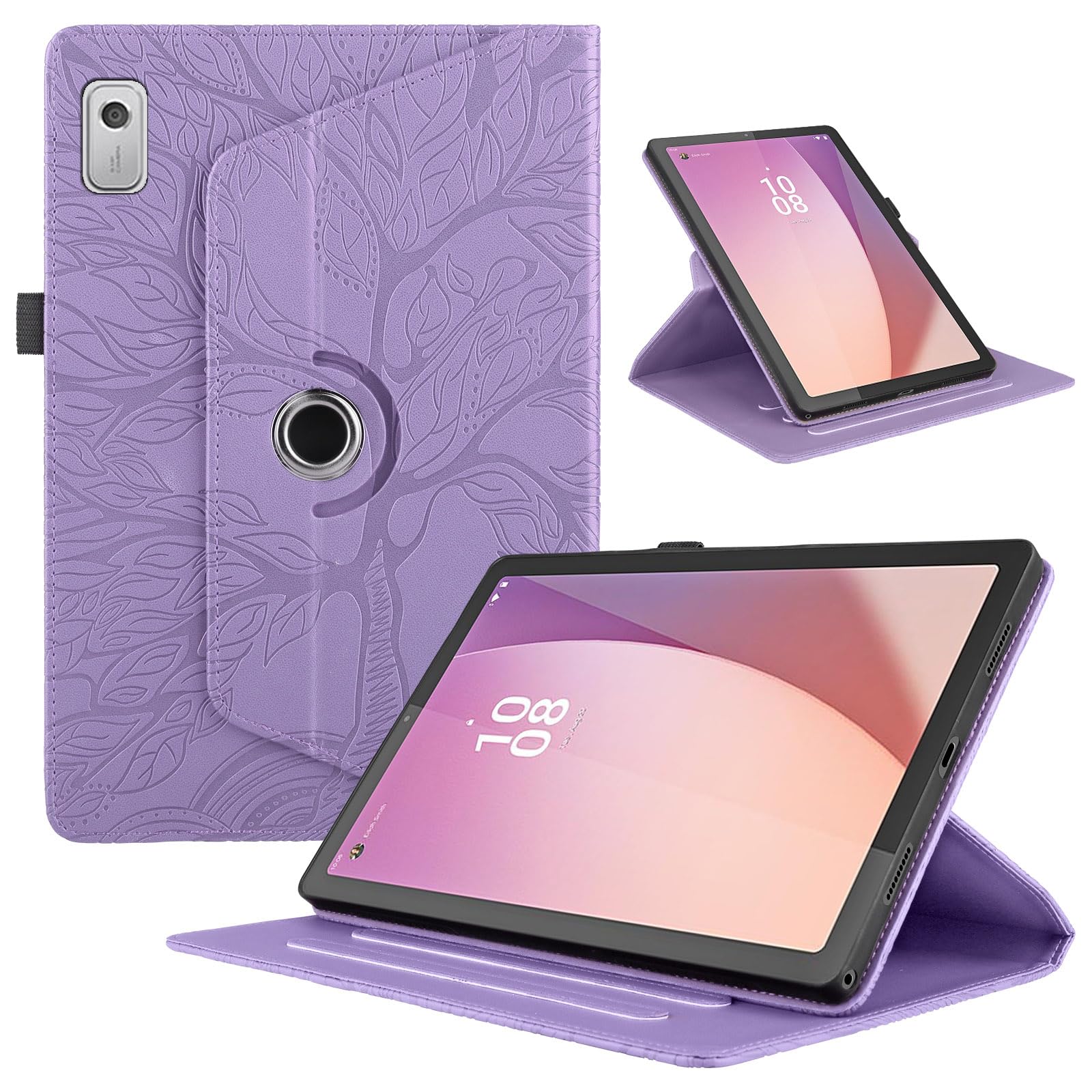 Funda para Samsung Galaxy Tab S9/ S8/ S7 11" (SM-X710/X700/T870) PU Cuero Tablets Protectora Cover 360°Carcasa Giratoria de ángulo Múltiple Stand Función Tablets Funda,Rojo Árboles — view 59