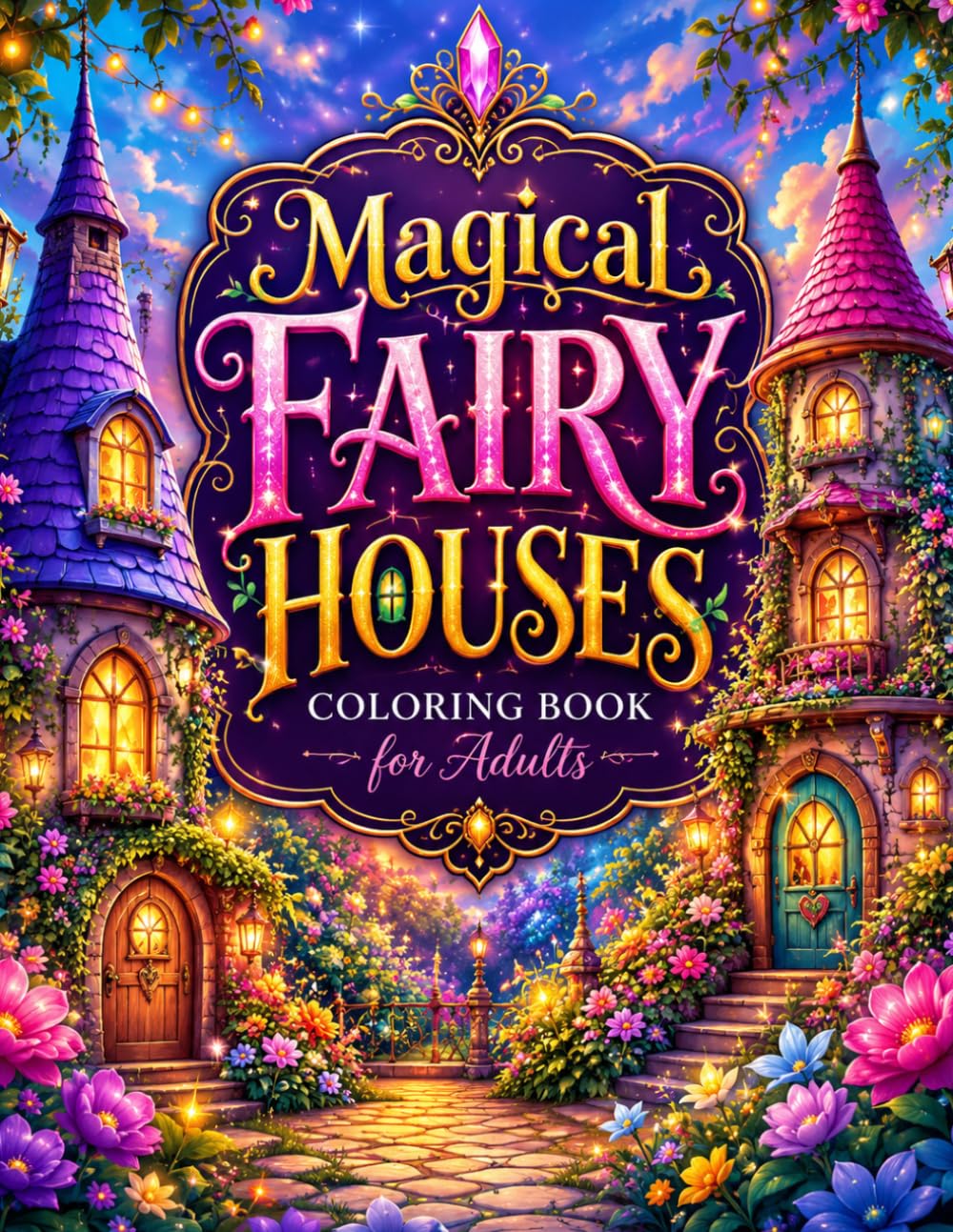 Magical Fairy Houses Coloring Book for Adults: Enchanting Mushroom Homes, Fantasy Treehouses & Cozy Woodland Cottages for Stress Relief and Creative Escape