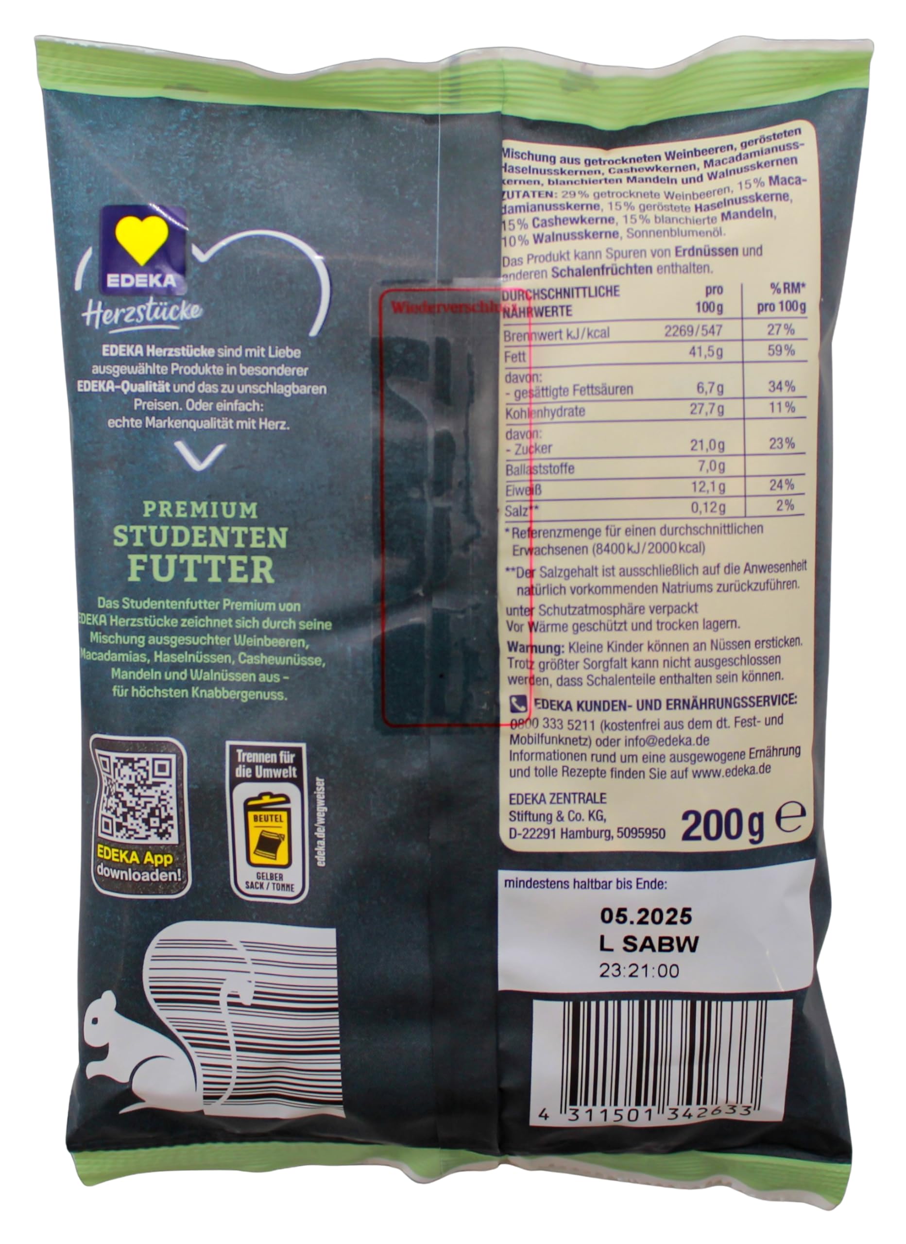 Herzstücke Premium Studentenfutter Edelmischung, 5er Pack (5 x 200g)