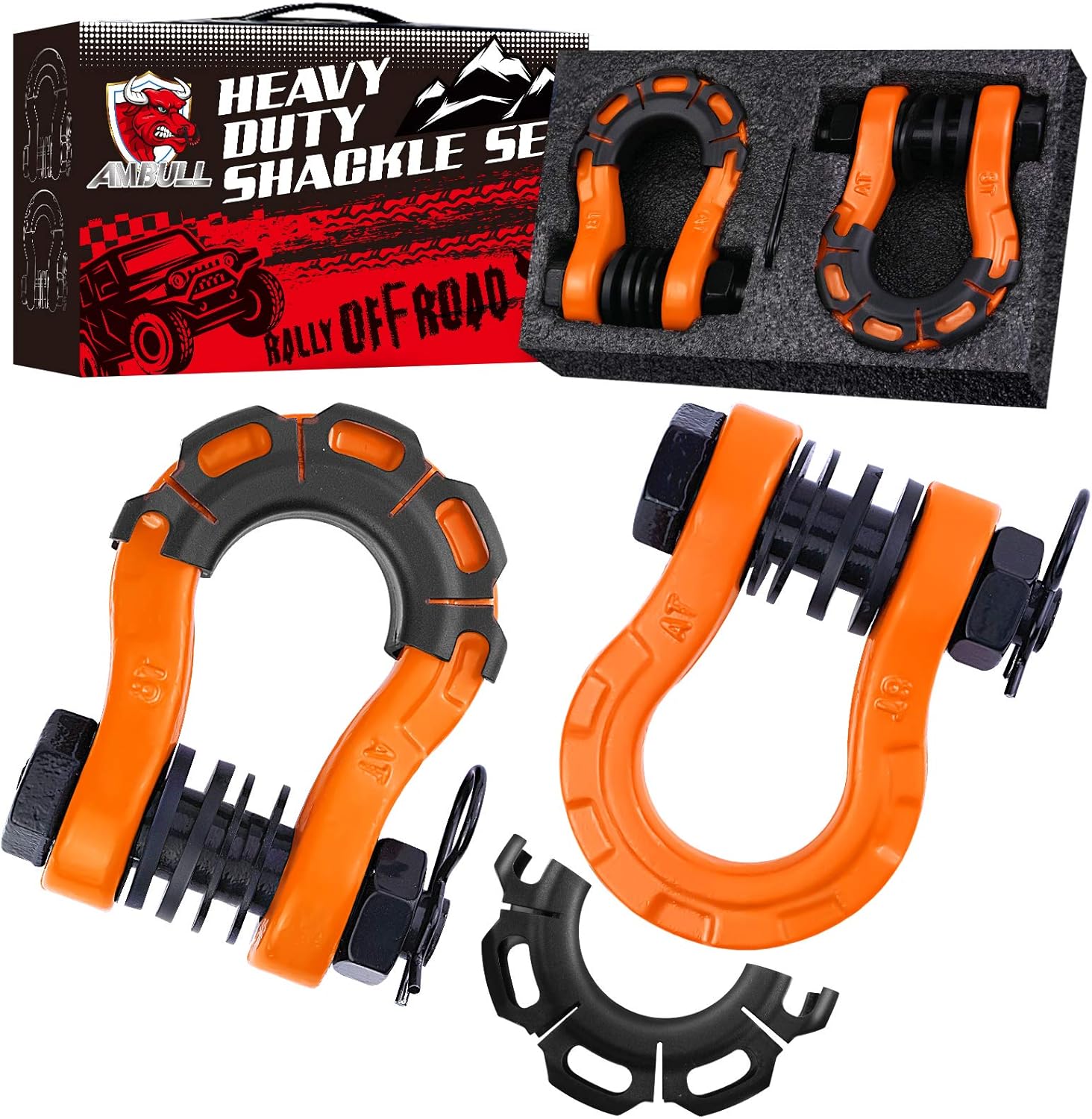 Shackles Upgrade 3/4" D Ring Shackle (2 Pack) 70,000 lbs Break Strength with 7/8" Pin, Isolator and Washer Kits for Use with Tow Strap, Winch, Off-Road Truck Vehicle Recovery, Orange - Image 8