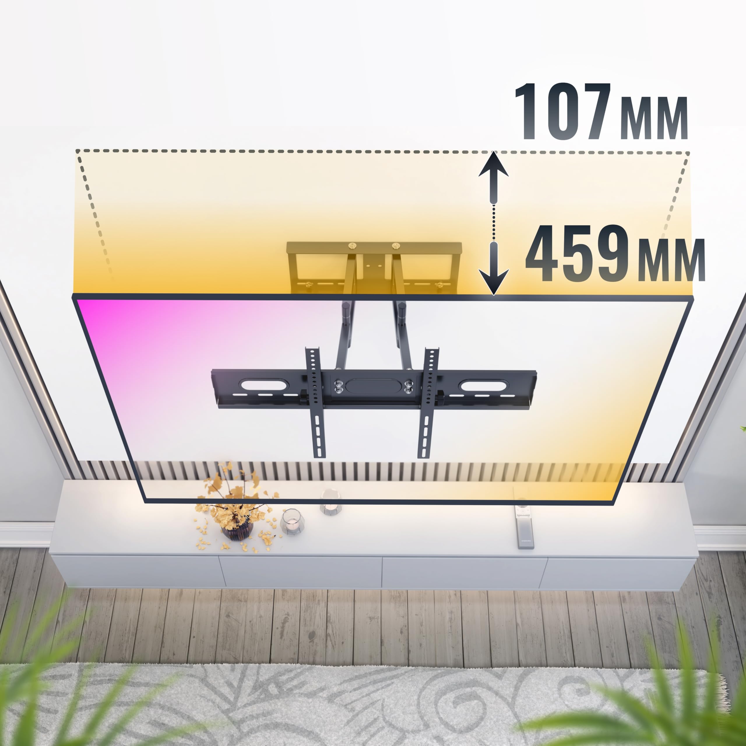 RICOO Uchwyt TV uchylny obrotowy około 107-75 cm do LED LCD OLED zakrzywione i płaskie ekrany R28-XL uchwyt ścienny uniwersalny do VESA 300 x 200-600 x 400