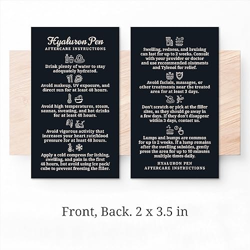 Miniatura 2 de Havongki - Paquete de 100 - Tarjeta de instrucciones de cuidado posterior con bolígrafo Hyaluron de alta calidad, 2 x 3.5 pulgadas, accesorios