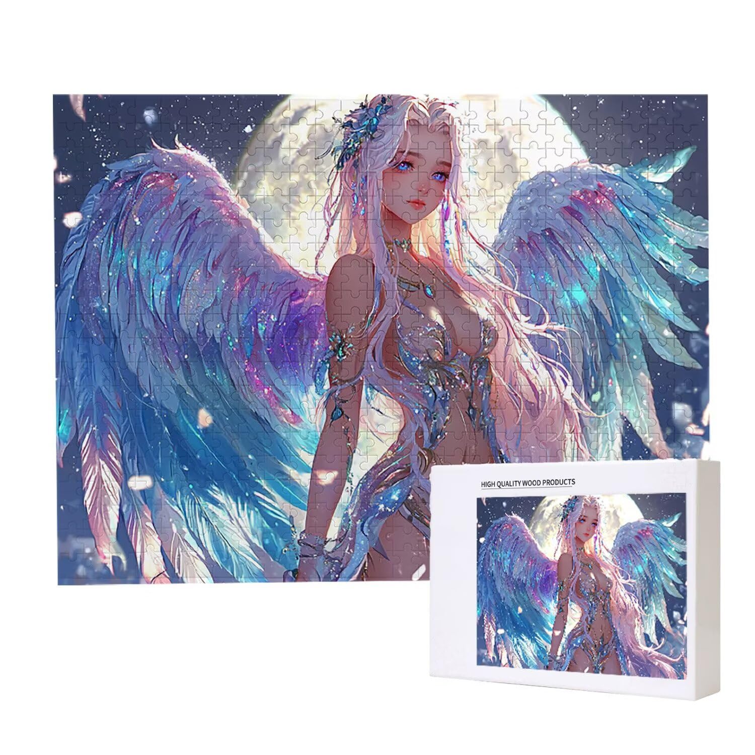 Puzzle 156 x 105 cm, 5000 sztuk puzzli dla dorosłych, prezent rocznicowy, prezent świąteczny, dekoracja domu, zapobieganie degeneracji mózgu u osób starszych (Anioł księżyc) w-979