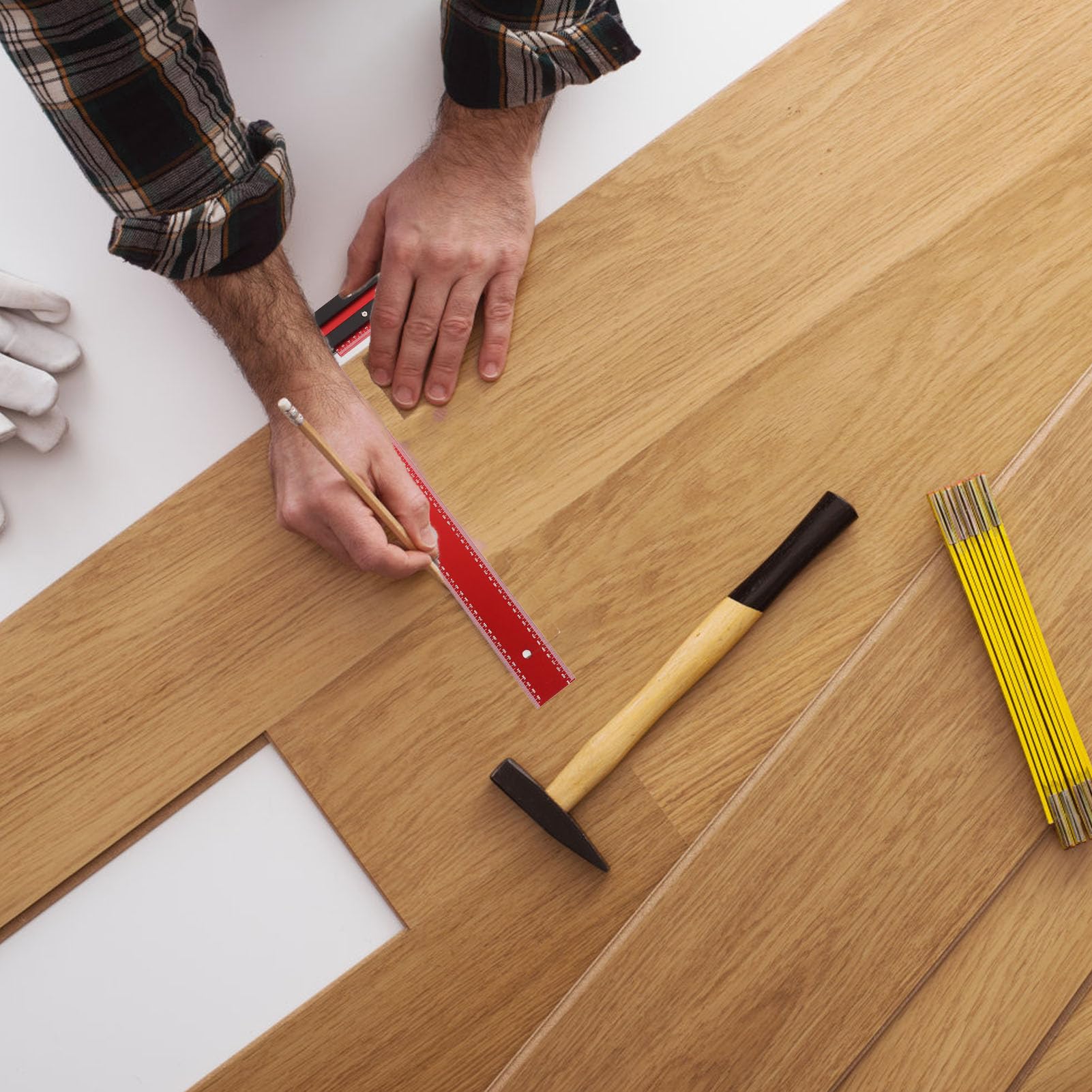 Natudeco Woodworking Framing Square Aluminum Alloy L Shaped Square Ruler Angle Measurements Tool 90 Degrees Carpenter Square for Woodworking Construction