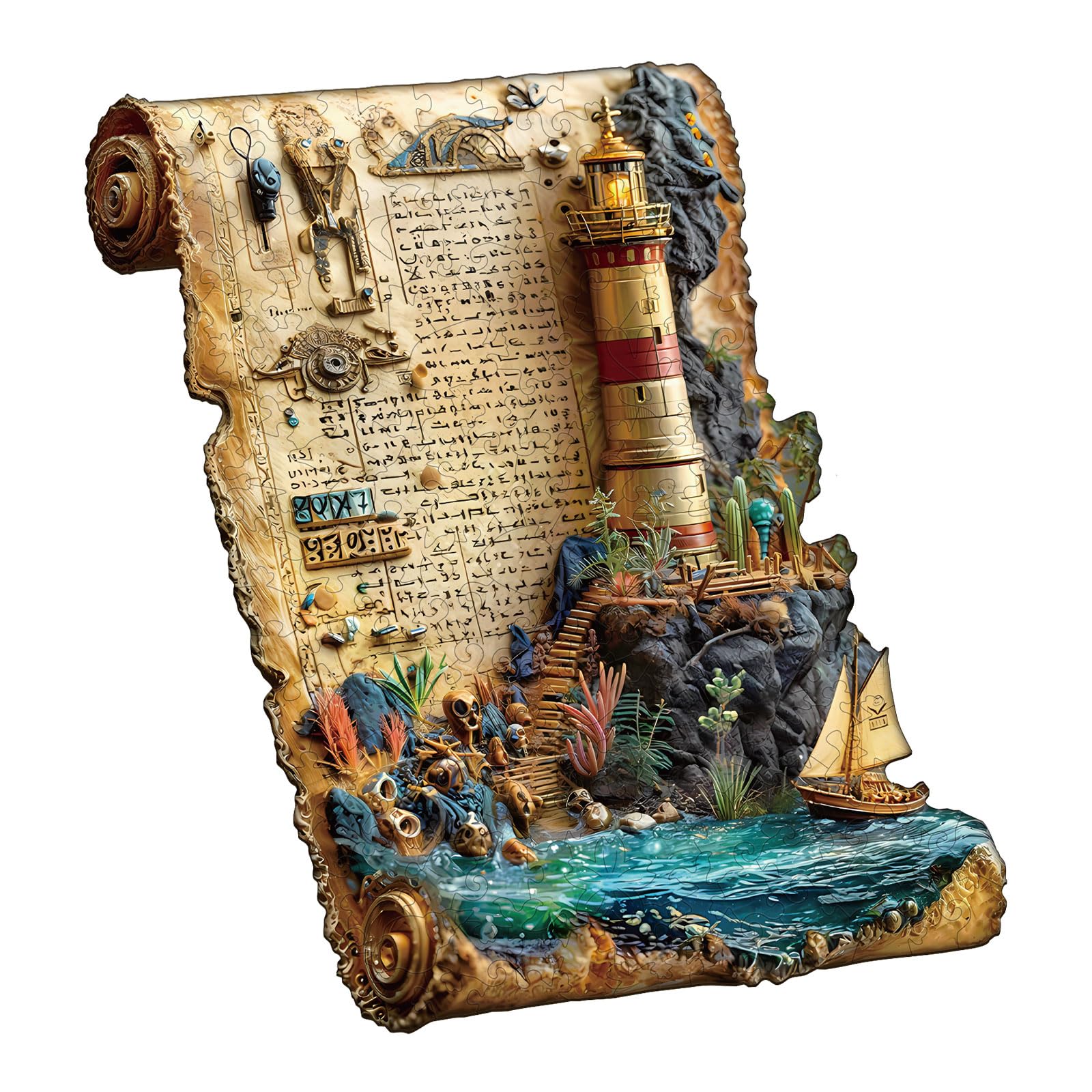 Jigfoxy Lighthouse Wooden Jigsaw Puzzles for Adults,225pcs Unique Animal Shape Wood Puzzles, Birthday Gifts for Family Friend(13.4 * 12.7in)