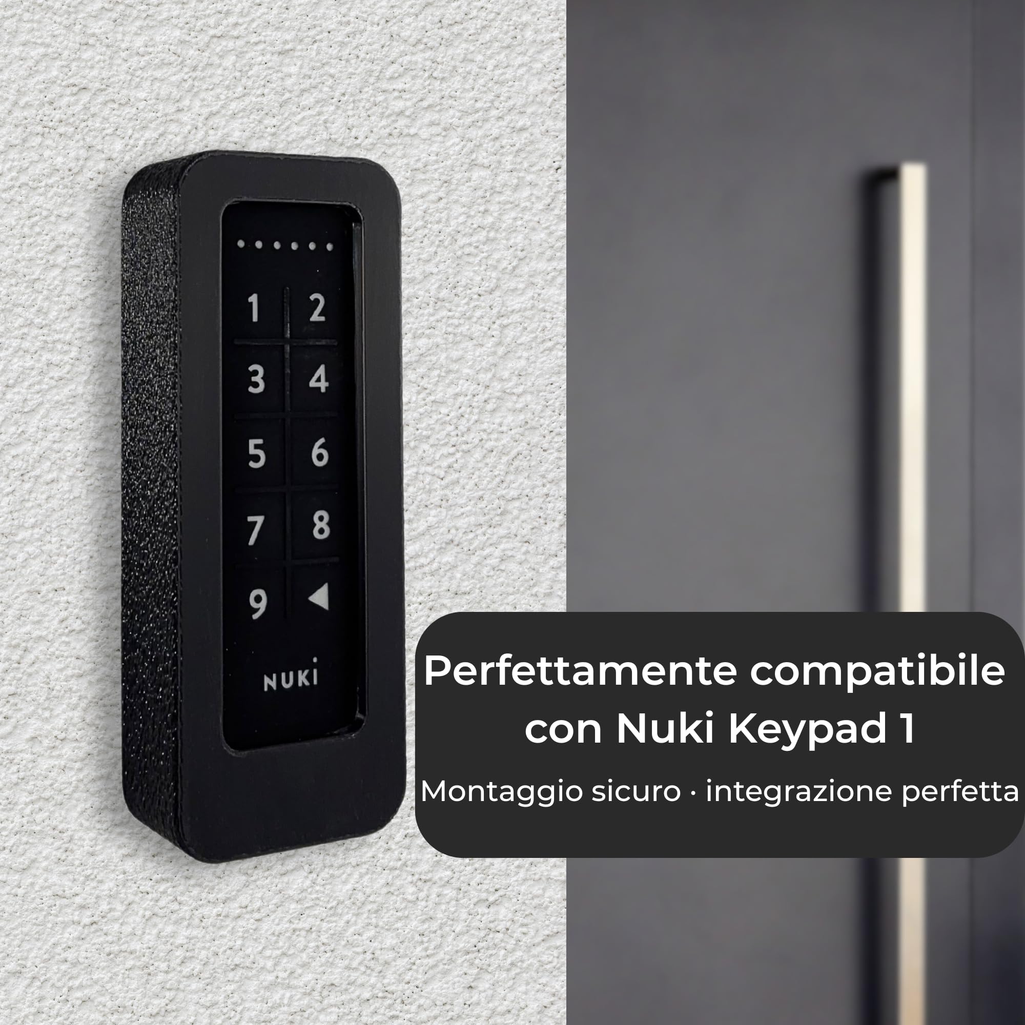 Generisch Supporto da parete compatibile con Nuki Keypad 1 – Copertura antifurto con vite di sicurezza Torx – senza tetto – Finitura simile all’intonaco – Nero
