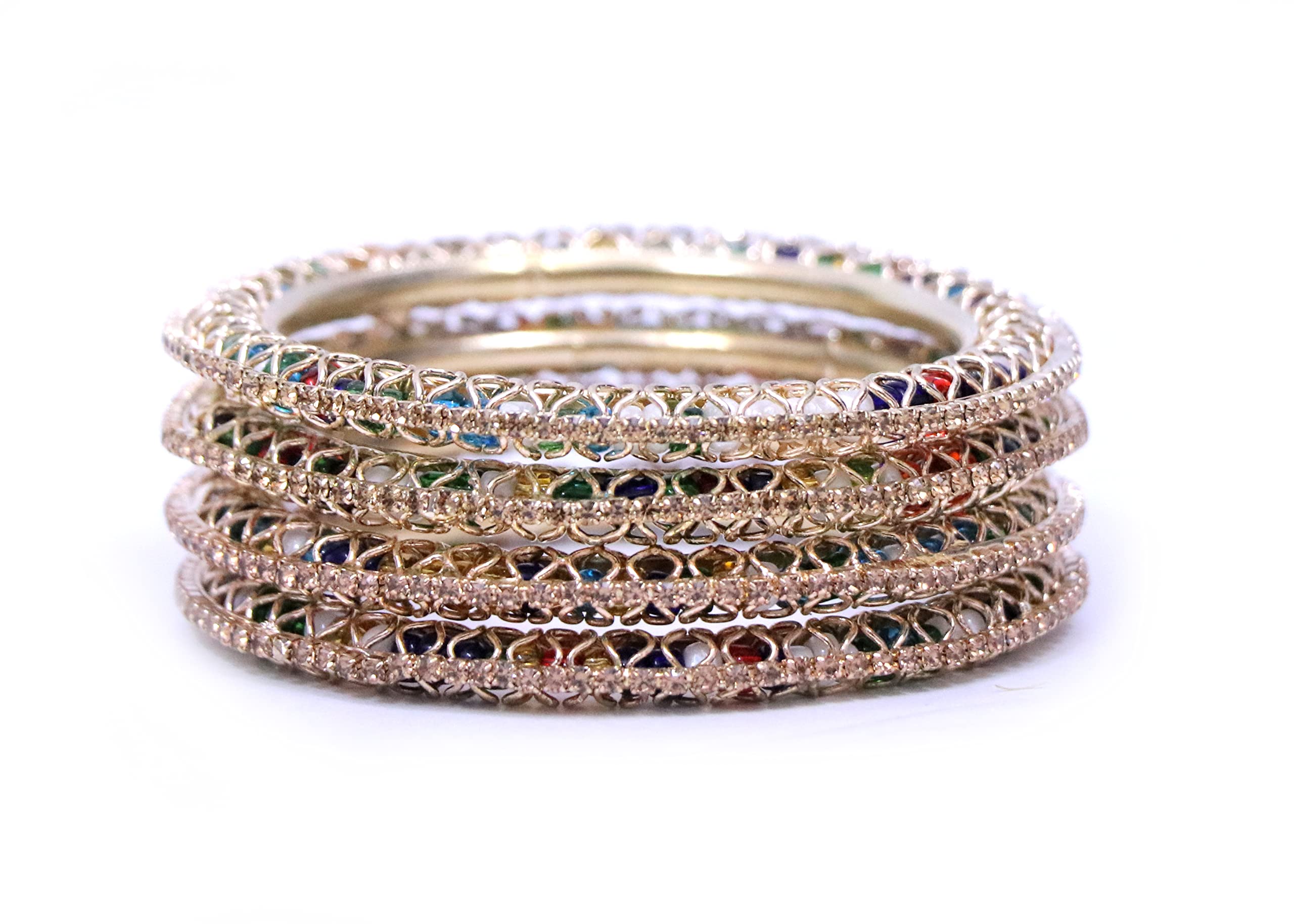 Shivarth Kade Kundan Set of 4 Kada Metal Traditional Bangles Set For Women & Girls Zircon & Beads Kangan/Kada Set (Kade 3, 2.4) (B0C1KBXZMG) Amazon Price History, Amazon Price Tracker