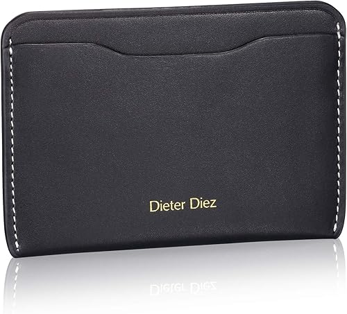 HISCOW Tarjetero plegable delgado minimalista - Piel de becerro italiana, Negro -, Minimalista