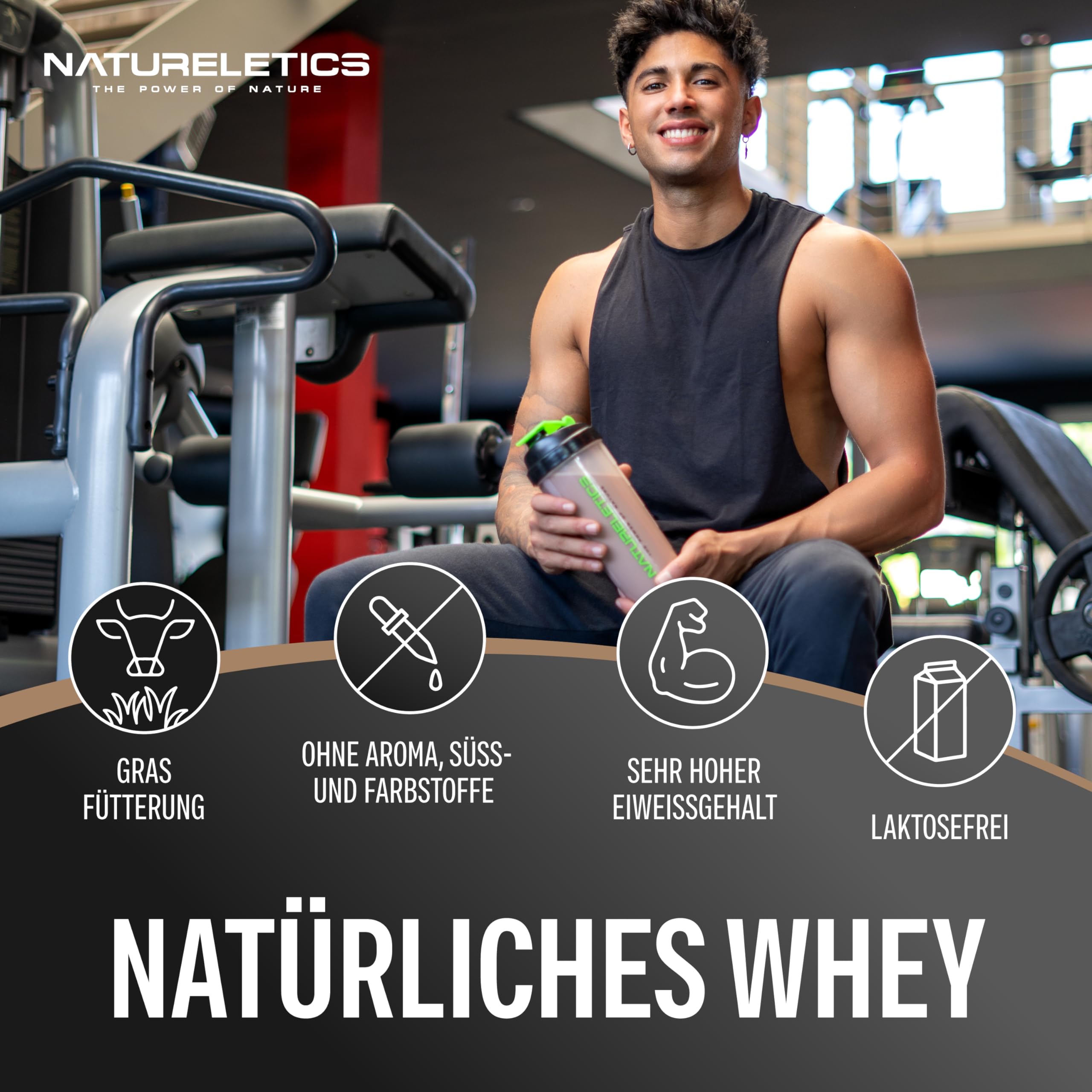 Natureletics PREMIUM WHEY ISOLAT SCHOKO, Laktosefrei, Fettarm, ohne Süßstoffe, ohne Zuckerzusatz, von grasgefütterten Kühen aus natürlicher Weidehaltung