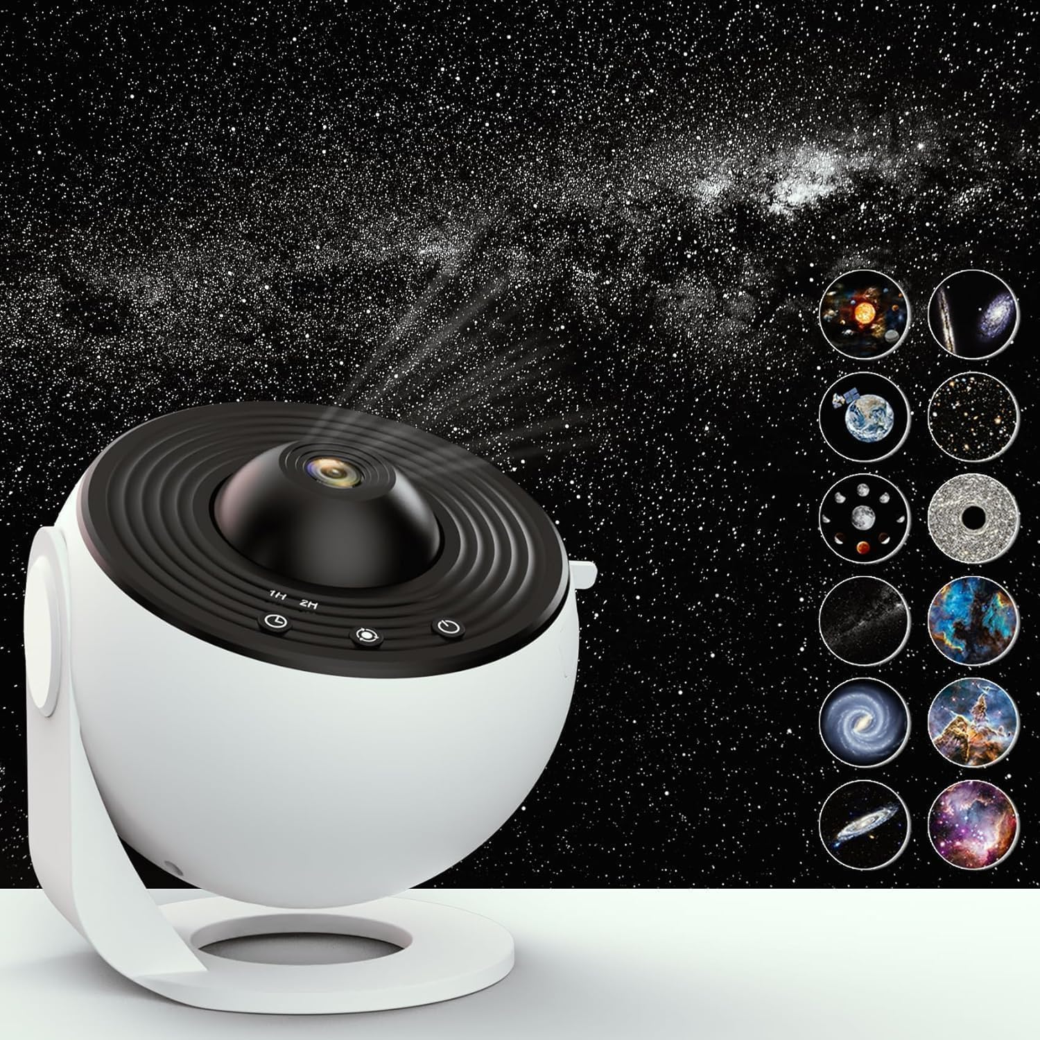 Galaxy Star Projector, 360° Rotating Night Light, 4K Resolution, Timer Function