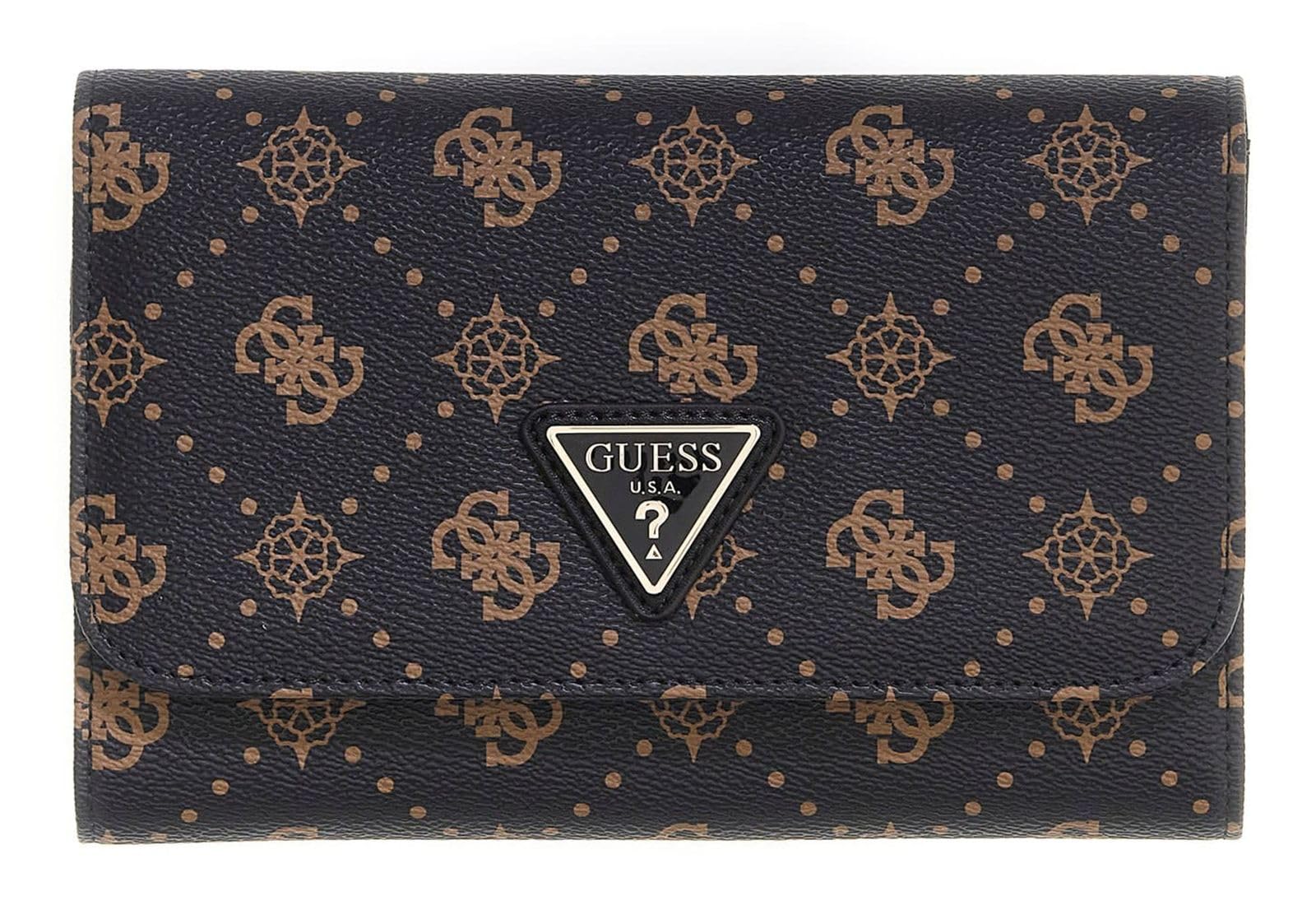 GUESS caso di identificazione Silia Passport Organizer Espresso Logo marrone scuro
