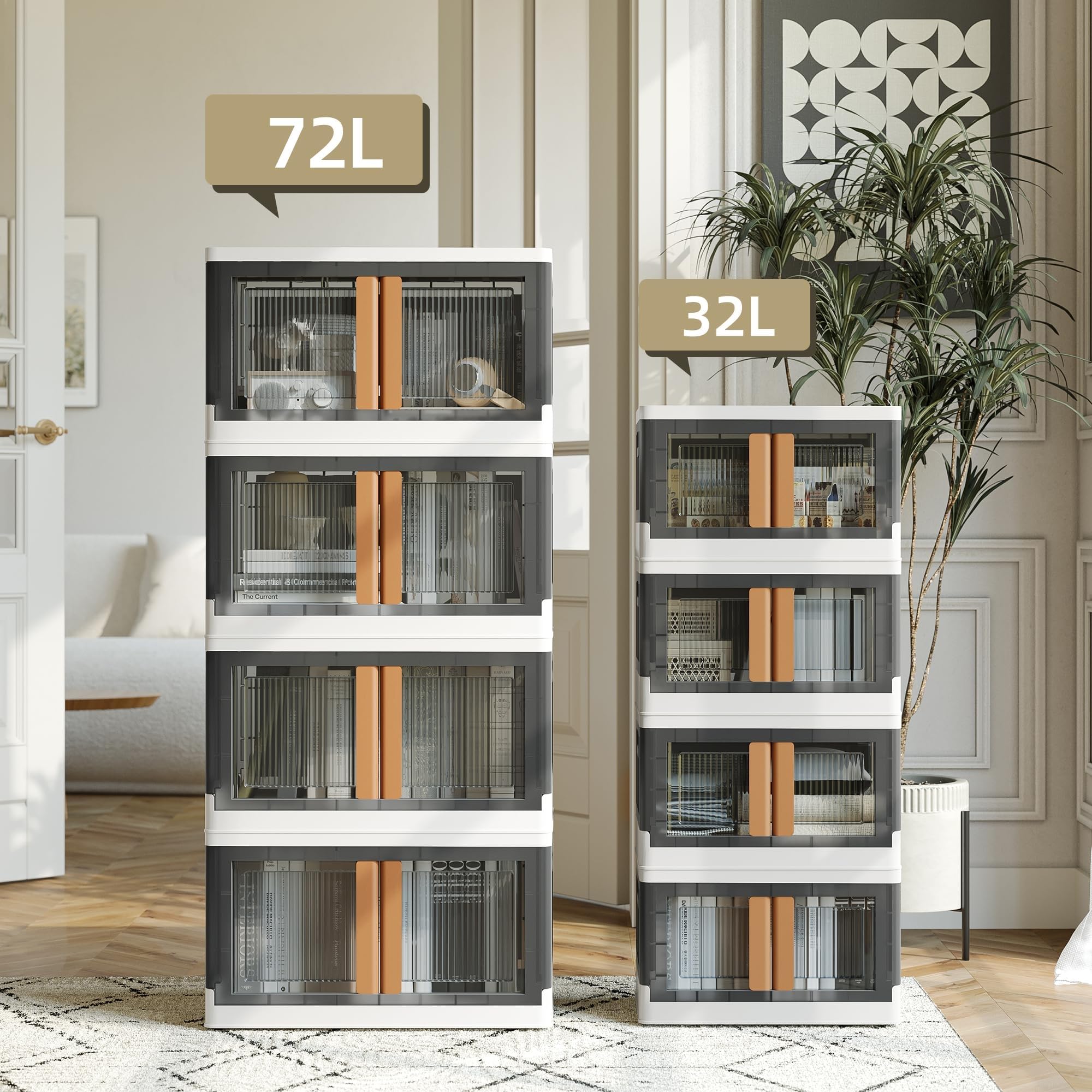 NETEL Cajas Almacenaje Plastico Grandes,4x 94L Storage Box,Caixas Arrumação Plastico,Transparente Cajas de Almacenamiento Apilables con Tapas y Ruedas, Caja de Plástico Duro y Grueso