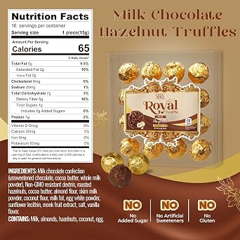 ChocZero Milk Chocolate Hazelnut Truffles, Sugar Free Chocolate Candy, Gluten Free, No Sugar Alcohols, Keto, 16 Count