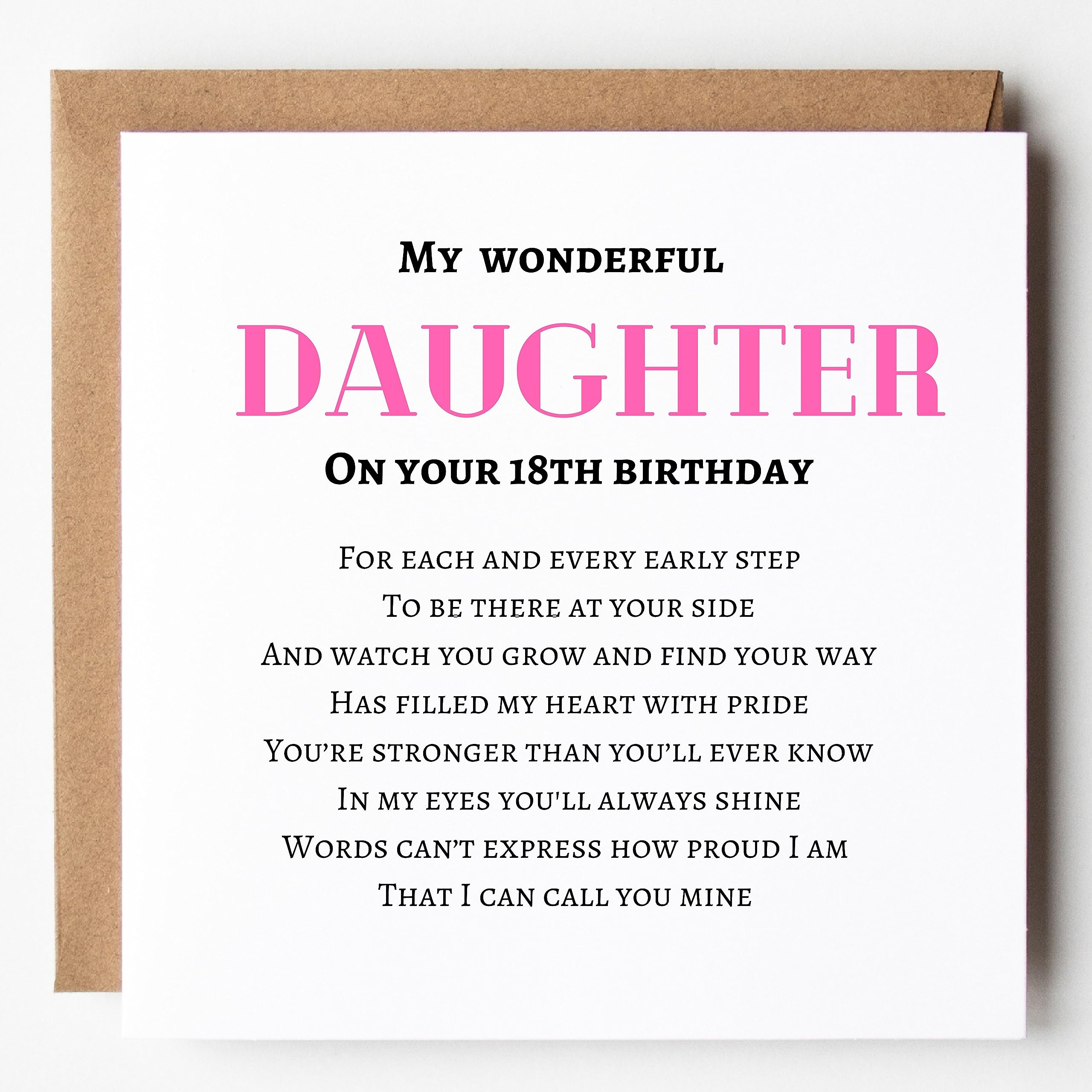 Maxter and Boo Daughter 18th Card - Sentimental 18th Birthday Card for my daughter – Special daughter - Eighteen – Proud of you 15 x 15cm
