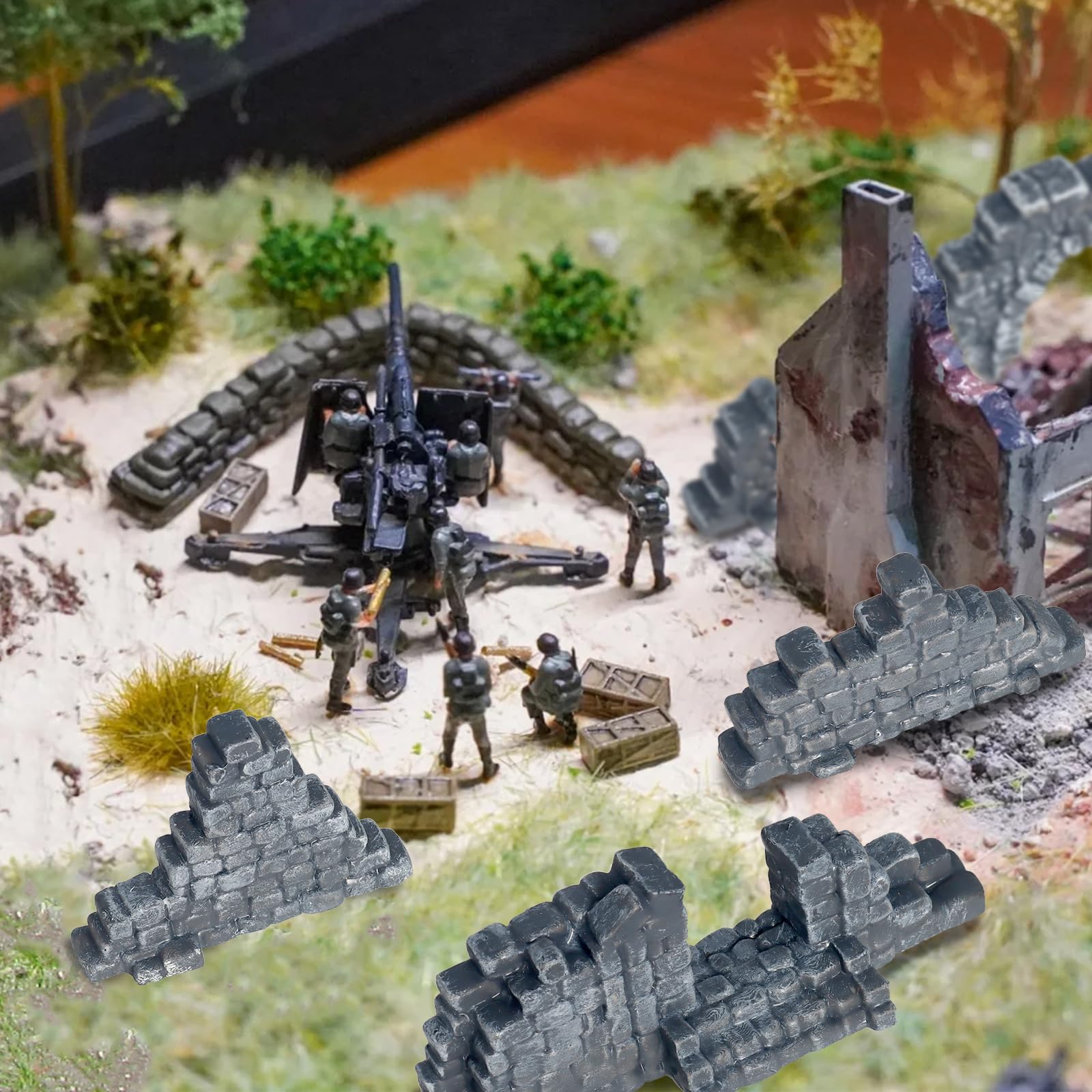 Warmtree Ruined Stone Walls Set,Terrain Scenery for Tabletop 28mm Miniatures Wargame,Fairy House Diorama Accessories DIY Craft - Image 4