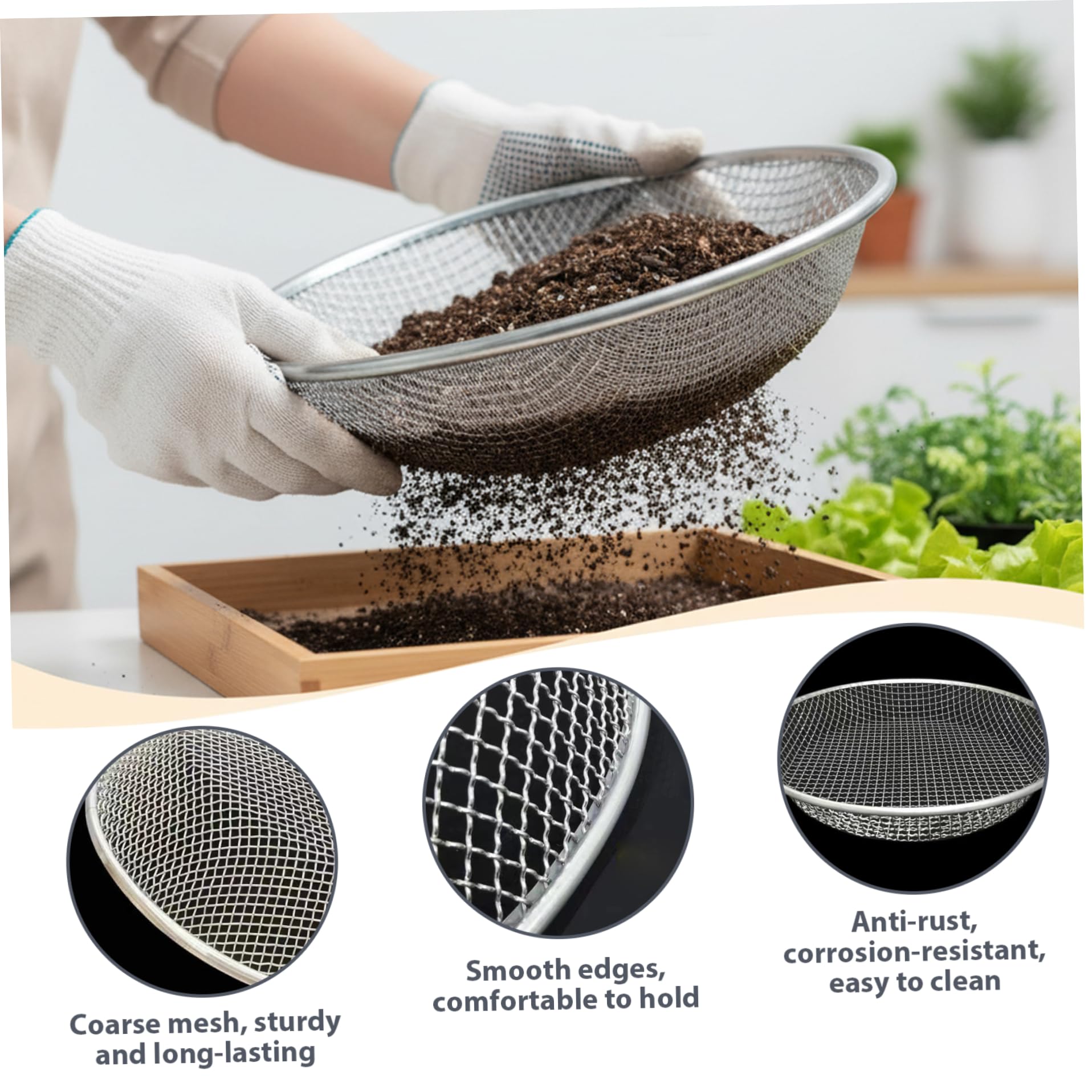 Kompostsieb-Set 3-teilig Bodensieb für den Garten 3 Verschiedene Öffnungsgrößen Robustes rostbeständiges Sieb für Erde Steine Kies und Gartenabfälle