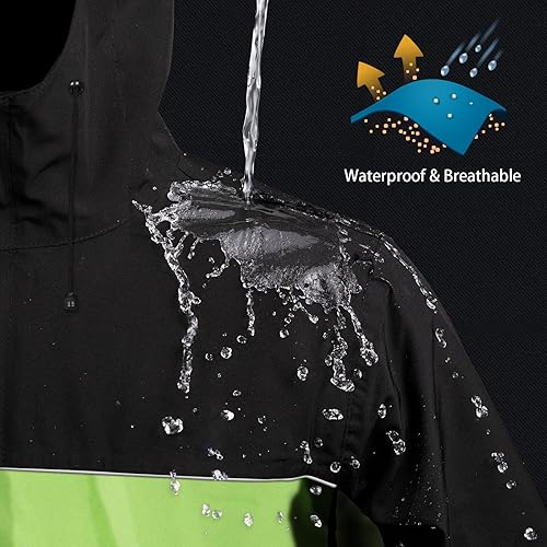 Miniatura 8 de iCreek Trajes de lluvia de motocicleta para hombres y mujeres, impermeable, antitormentas, equipo de lluvia de alta visibilidad para ciclismo, golf,