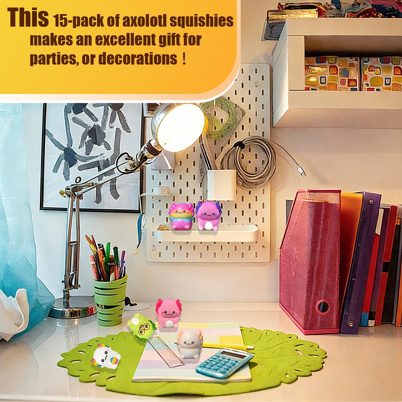 15 PCS Axolotl Squishy Axolotl Toy, Squishy Fidget Toys Office, SquiShy Toys, Stress Toy Slow Rebound for Stress Relief Fun Fidget Toyset for aged 15 and above (Random Style Color - Image 4