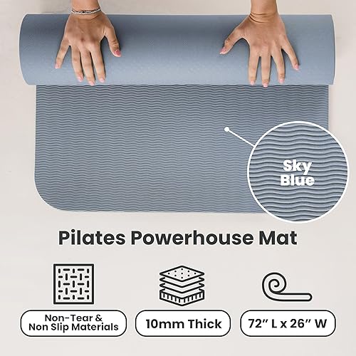 Miniatura 3 de Lindywell Alfombrilla de entrenamiento de yoga de pilates antideslizante de 0.236 pulgadas, 0.315 pulgadas, 0.394 pulgadas de grosor, 6 pies x 26