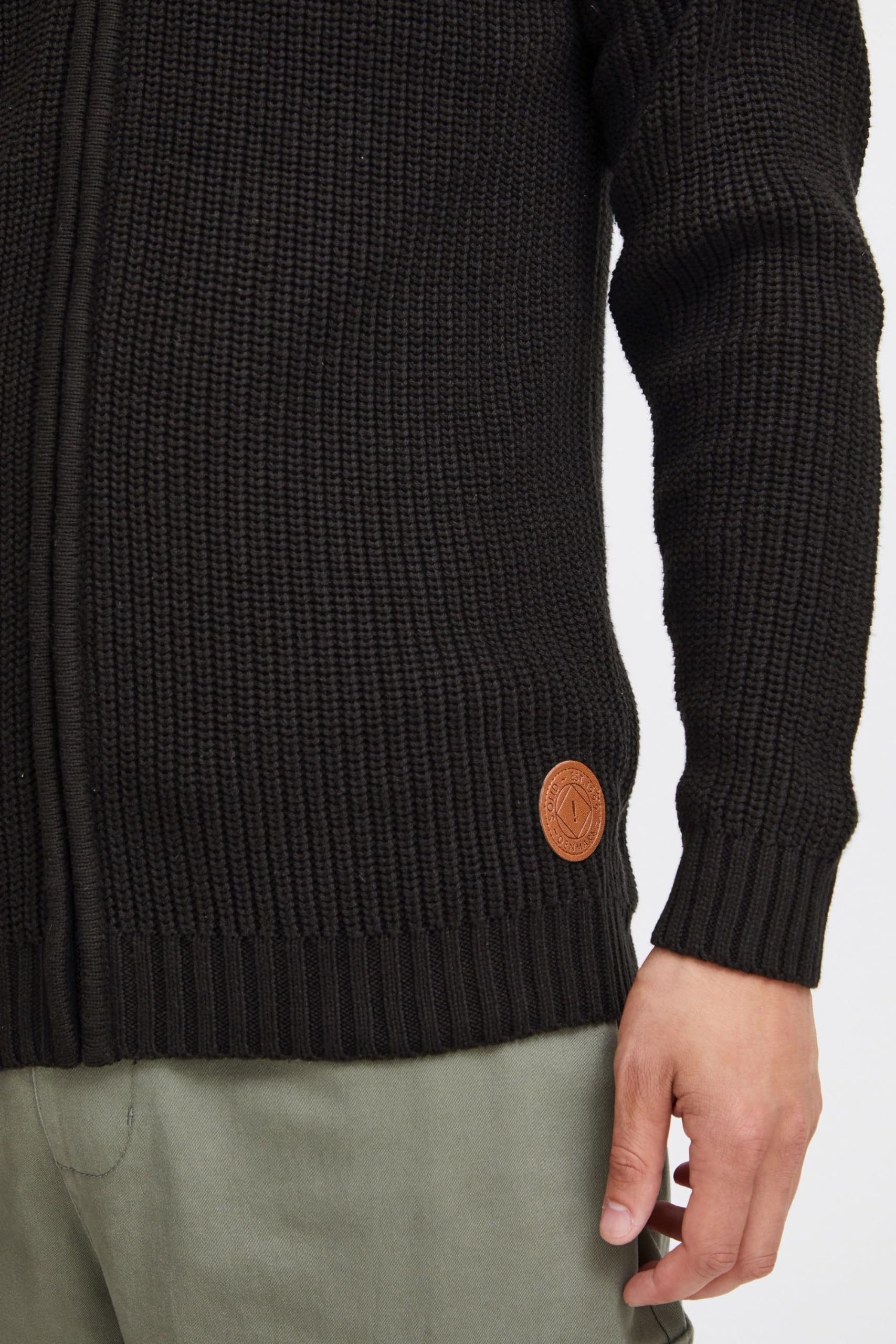 !Solid Xenos Cardigan Giacca in Maglia Grossa Maglieria da Uomo con Collo Alto in Cotone 100%
