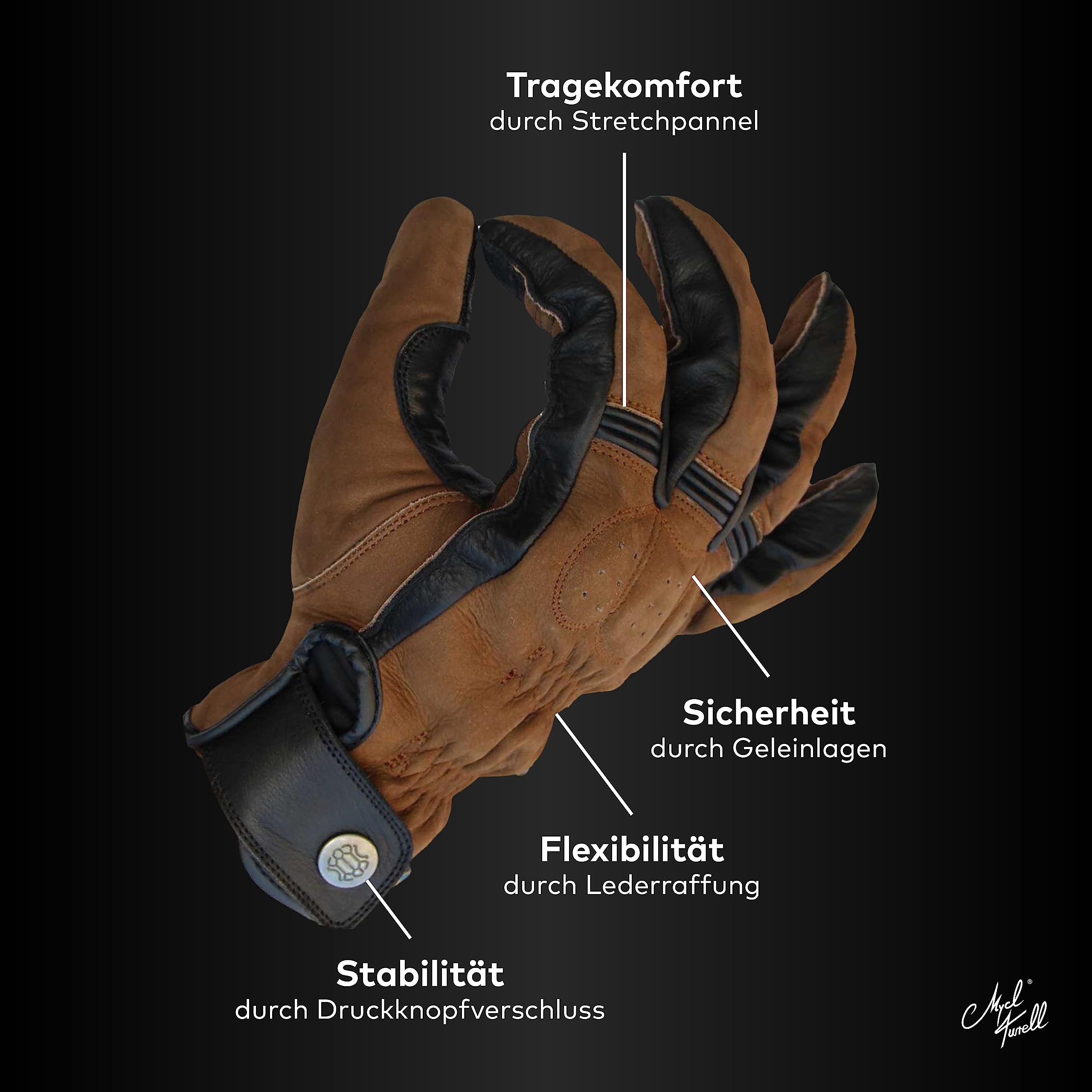 Motorradhandschuhe Cross Stitch - Motorrad Handschuhe Herr - Echtleder - Handschuhe Herren Motorrad aus Leder mit Gel Polster