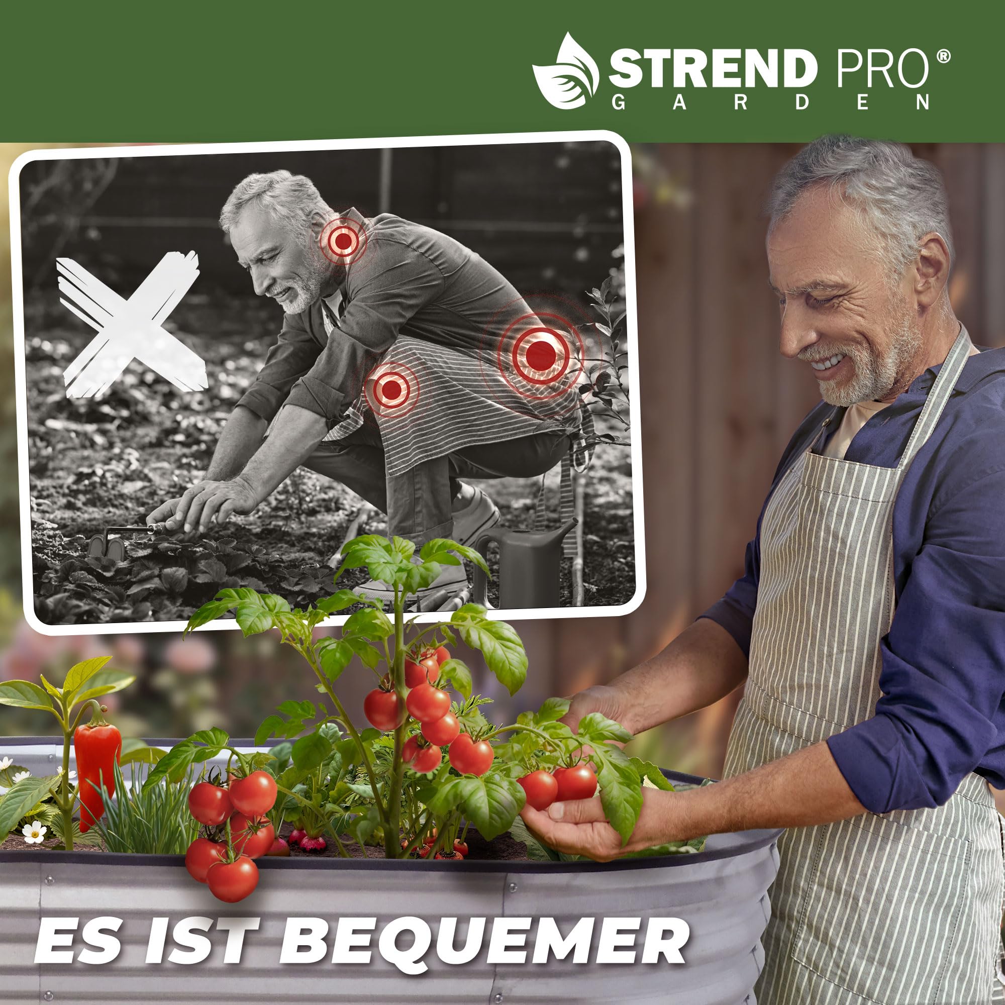 STREND PRO Hochbeet Metall 200x100x80cm (LxBxH) | Metall Hochbeete-kit für Garten Blech | Garten Beet aus verzinktem Stahl für Gemüse, Kräuter & Tomatenpflanzen | Stahl Pflanzkasten, Kräuterbeet