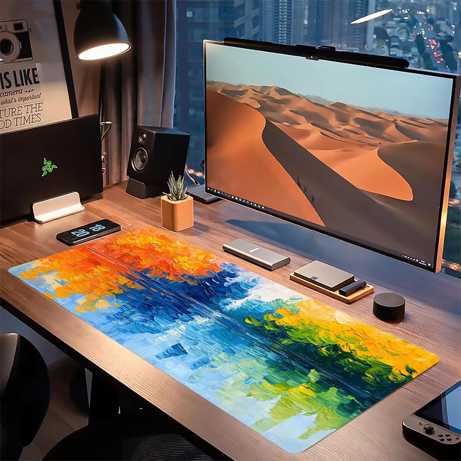Kolorowa podkładka pod mysz matowa, podkładka pod mysz do gier XXL 1200 x 600 x 5 mm, podkładka na biurko dla graczy, bardzo duża bezszwowa mata na stół dla graczy, antypoślizgowa podstawa, klawiatura