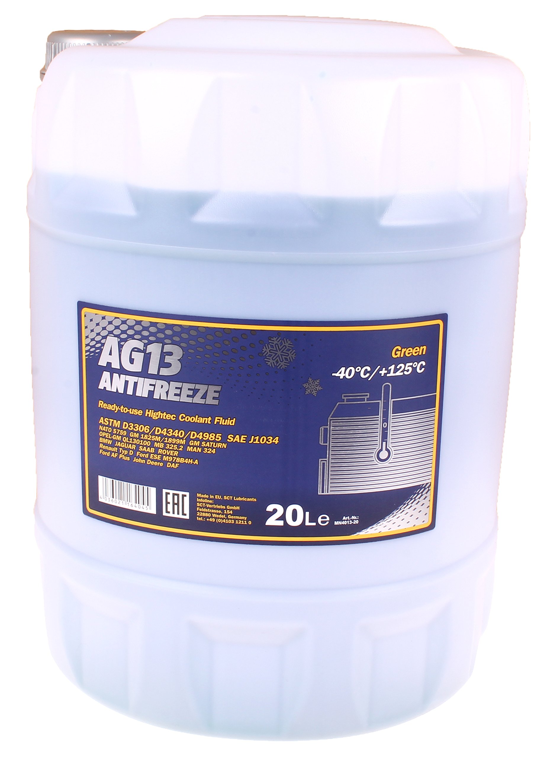 20 litros Mannol enfriador Protección contra Heladas verde | AG13 | de 40 °C líquido refrigerante, protege contra la corrosión