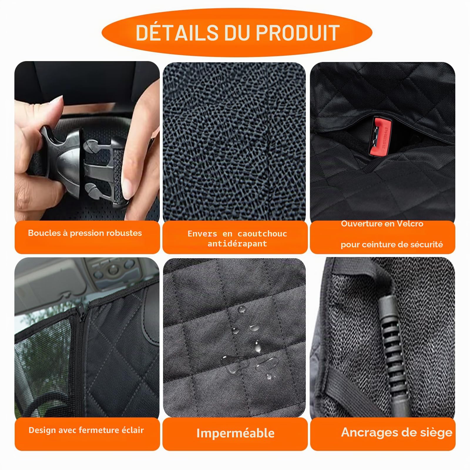 4 en 1 Housses de Siège d'auto pour Chien, Accessoires Voiture pour Chiens Protection Siege Voiture pour Chien Housse de Protection Chien Imperméable Antidérapant pour Voitures VUS