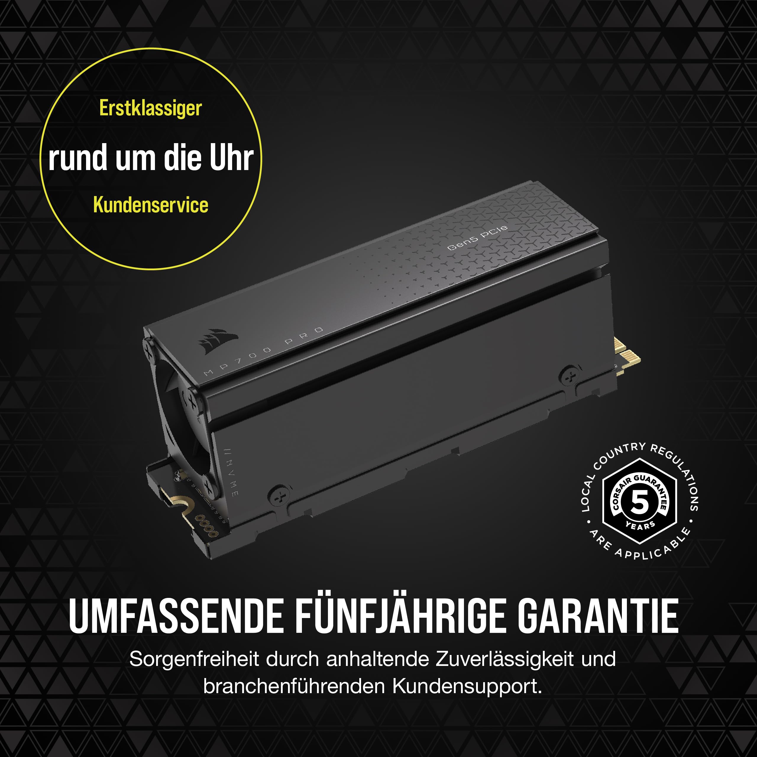 Corsair MP700 PRO Mit Luftkühler 1TB M.2 PCIe Gen5 x4 NVMe 2.0 SSD - M.2 2280 - Bis zu 11.700MB/sec Sequentielles Lesen - High-Density TLC… – Ansicht 10