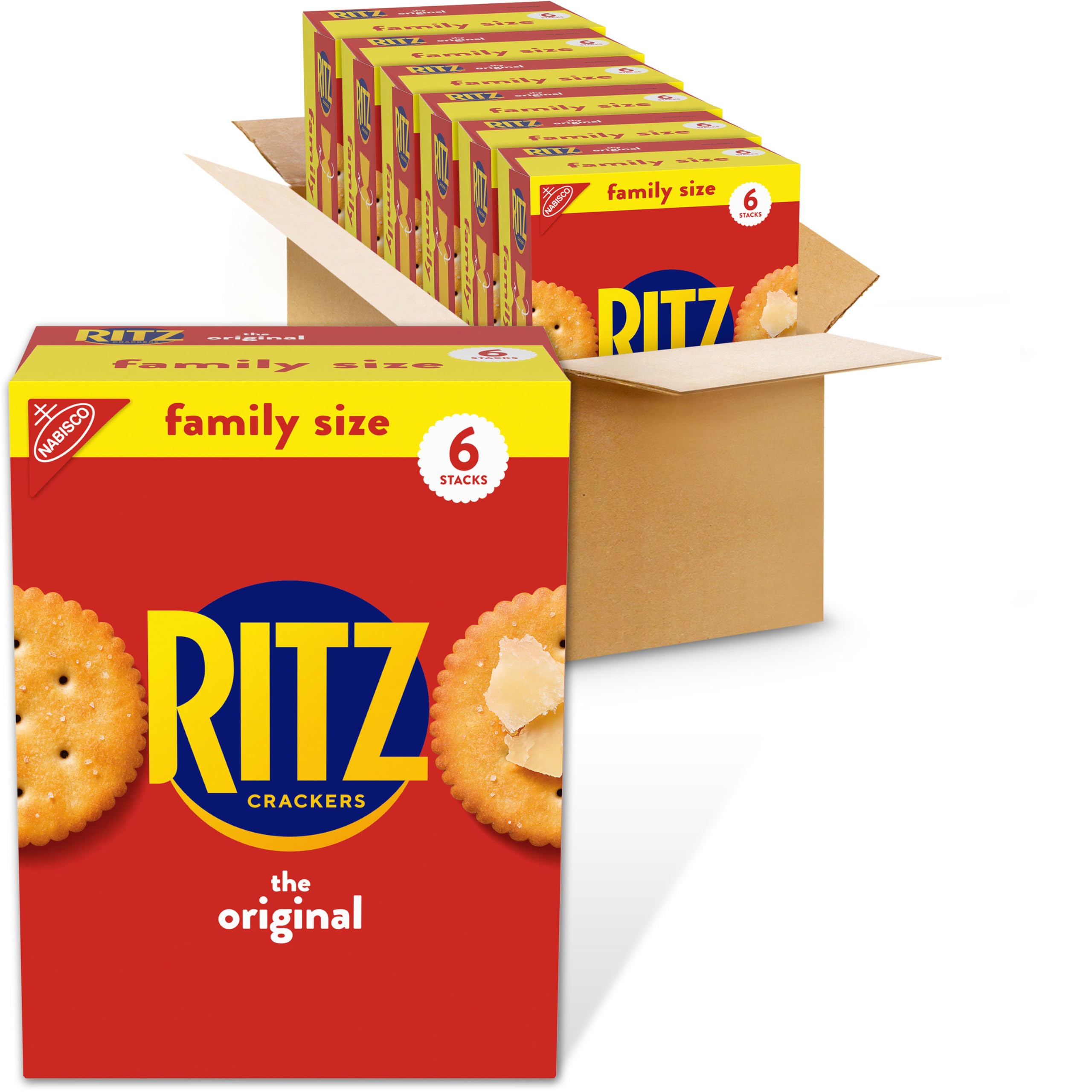 RITZ Original Crackers, Snacks for Kids and Adults, Family Size, 6 Boxes | Bulk Lunch Snacks